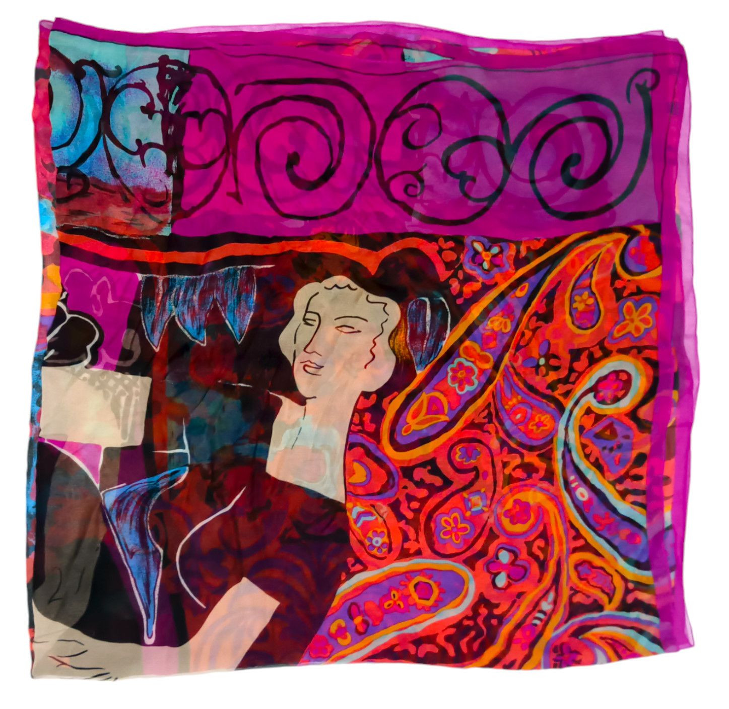 Lui di Lancetti LANCETTI Italy Floral Flowers Woman Orange Pink Scarf Size ONE SIZE - 1 Thumbnail