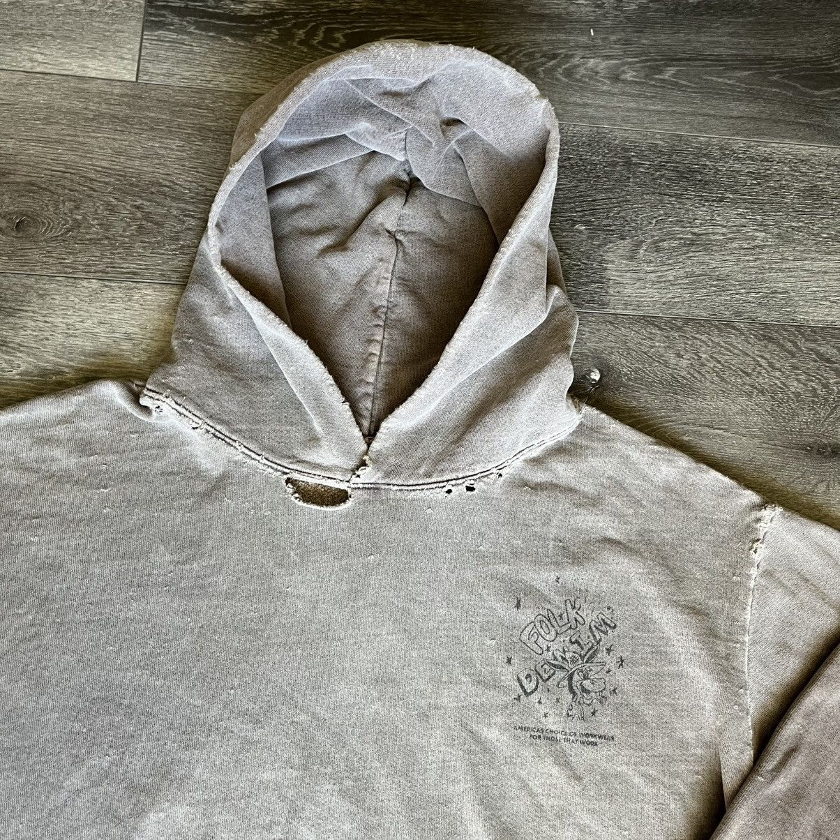 Kentucky Boy Tyler Kentucky Boy Tyler KBT Folk Denim Distressed Washed Hoodie Size US XL / EU 56 / 4 - 5 Thumbnail