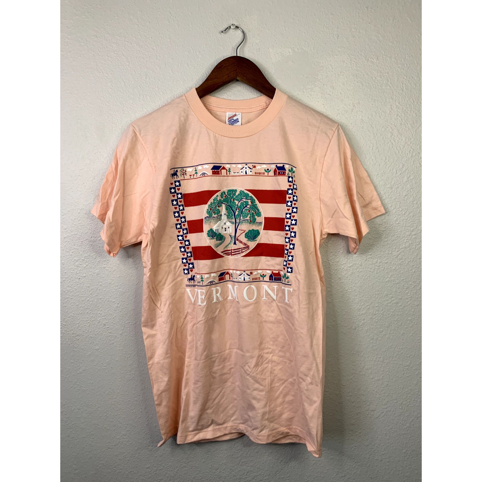 Jerzees Vintage Vermont Shirt Pink Church Tee T-shirt 1990 VTG M Size US M / EU 48-50 / 2 - 1 Thumbnail