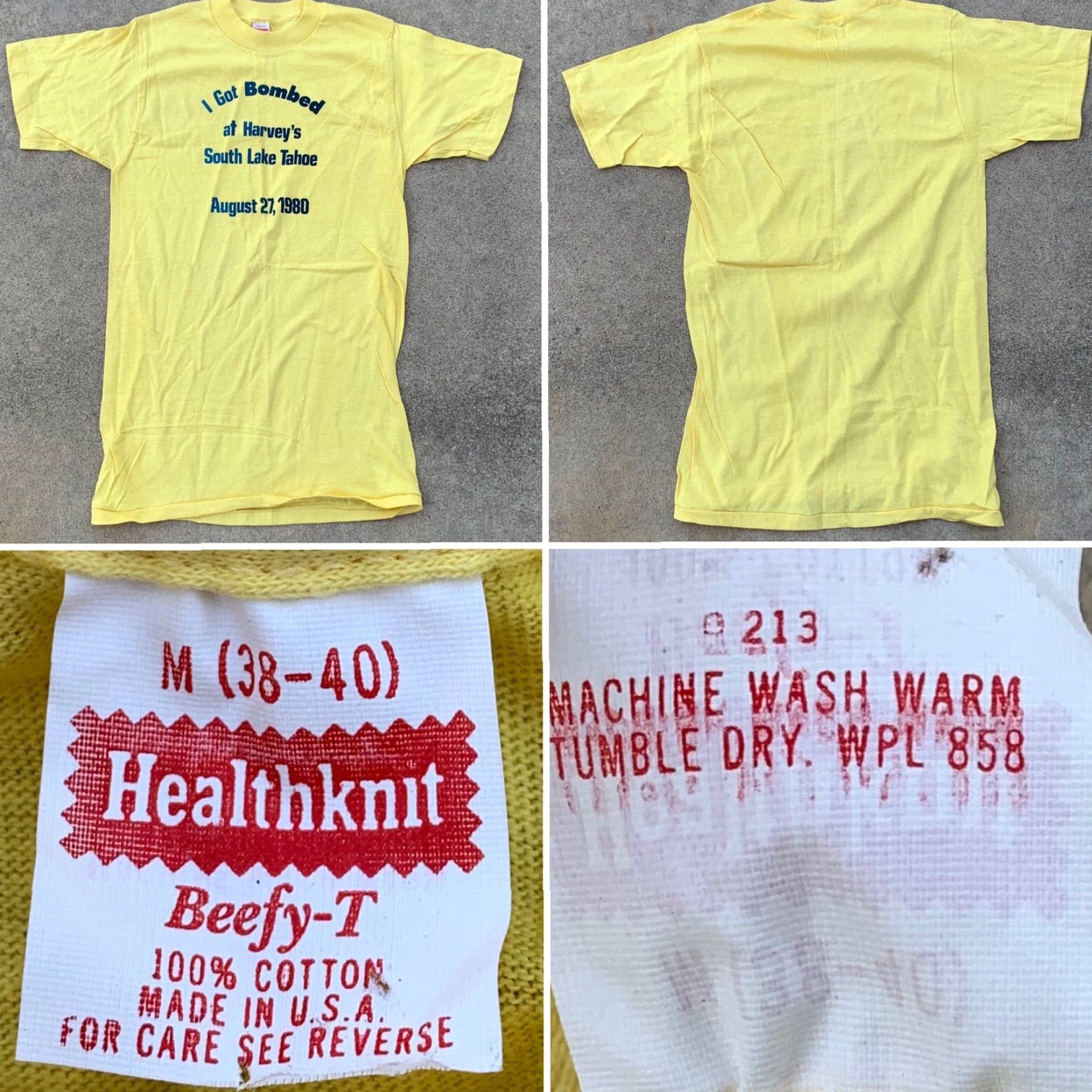 Vintage Vintage I Got Bombed at Harvey’s South Lake Tahoe August 27 1980 T Shirt M Size US M / EU 48-50 / 2 - 4 Thumbnail