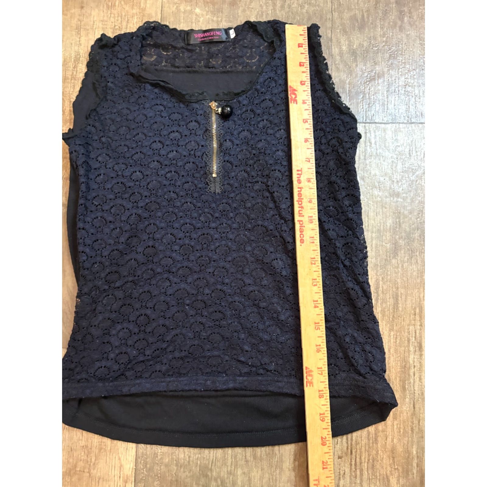 Vintage Shishangfeng Blouse Womens Large Black Sleeveless Top 1/4 Zip Size L / US 10 / IT 46 - 2 Thumbnail