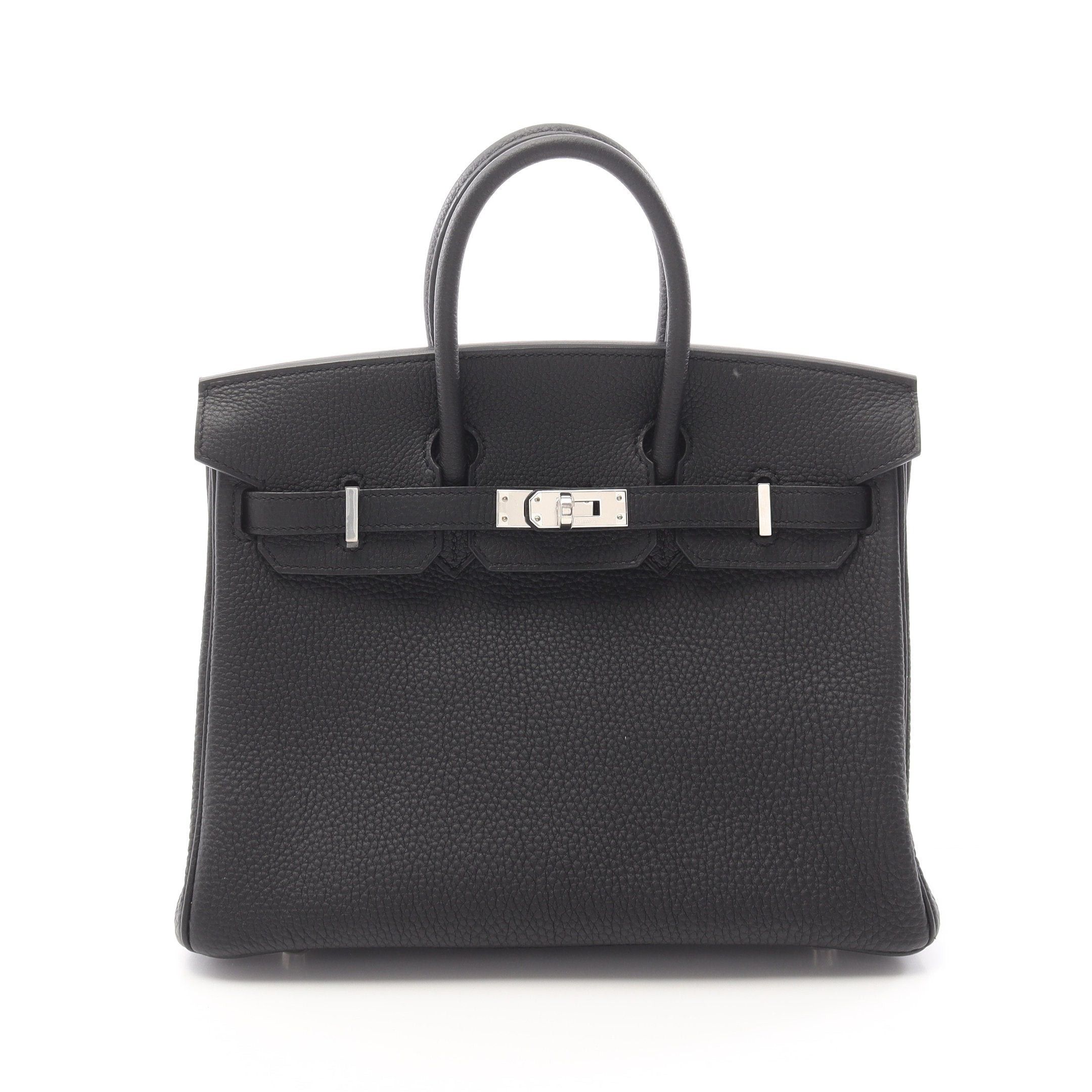 Hermes Birkin 25 Handbag Togo Black Silver Hardware D Stamp