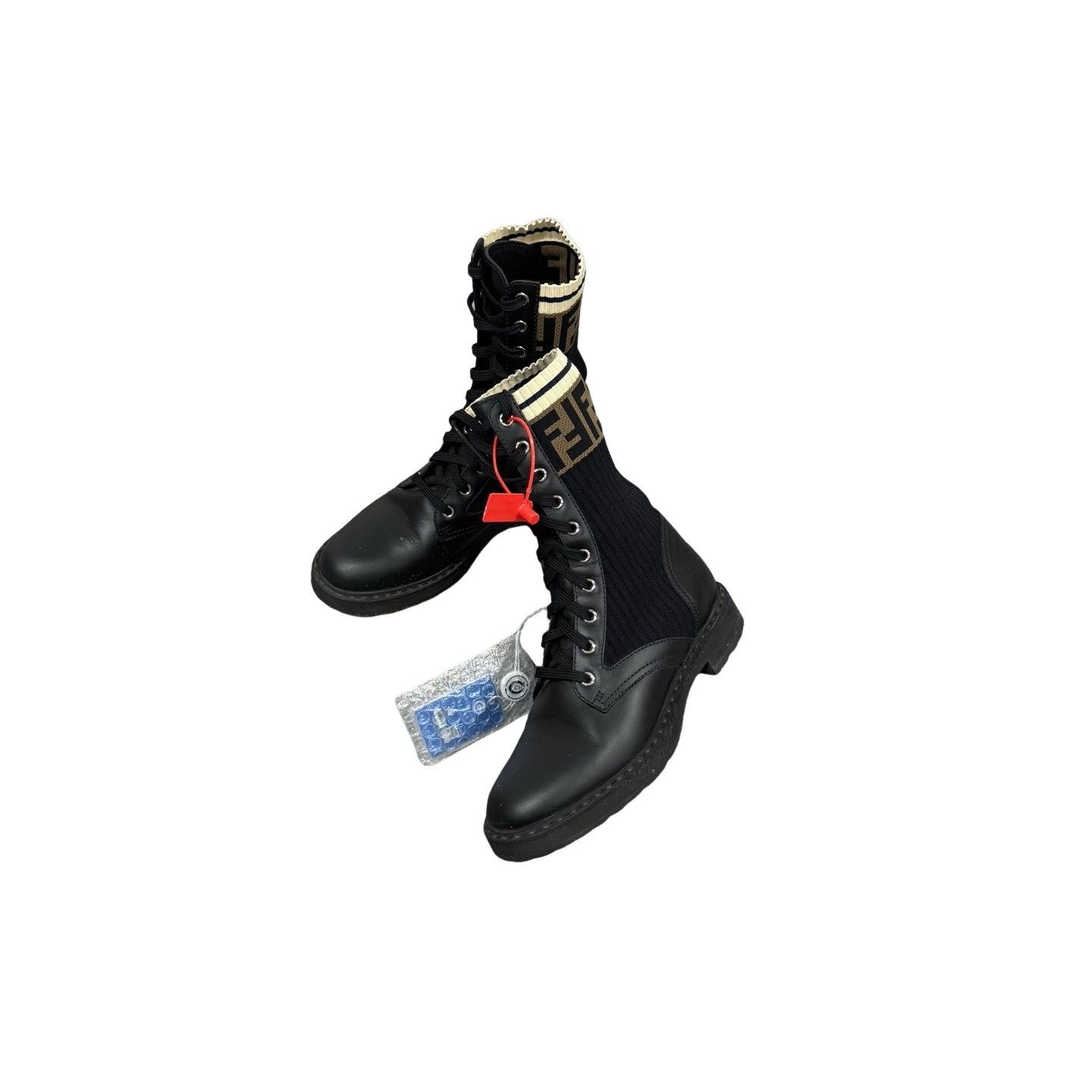 Fendi Fendi FF Monogram Sock Leather Combat Boots 37 Size US 7 / IT 37 - 1 Thumbnail