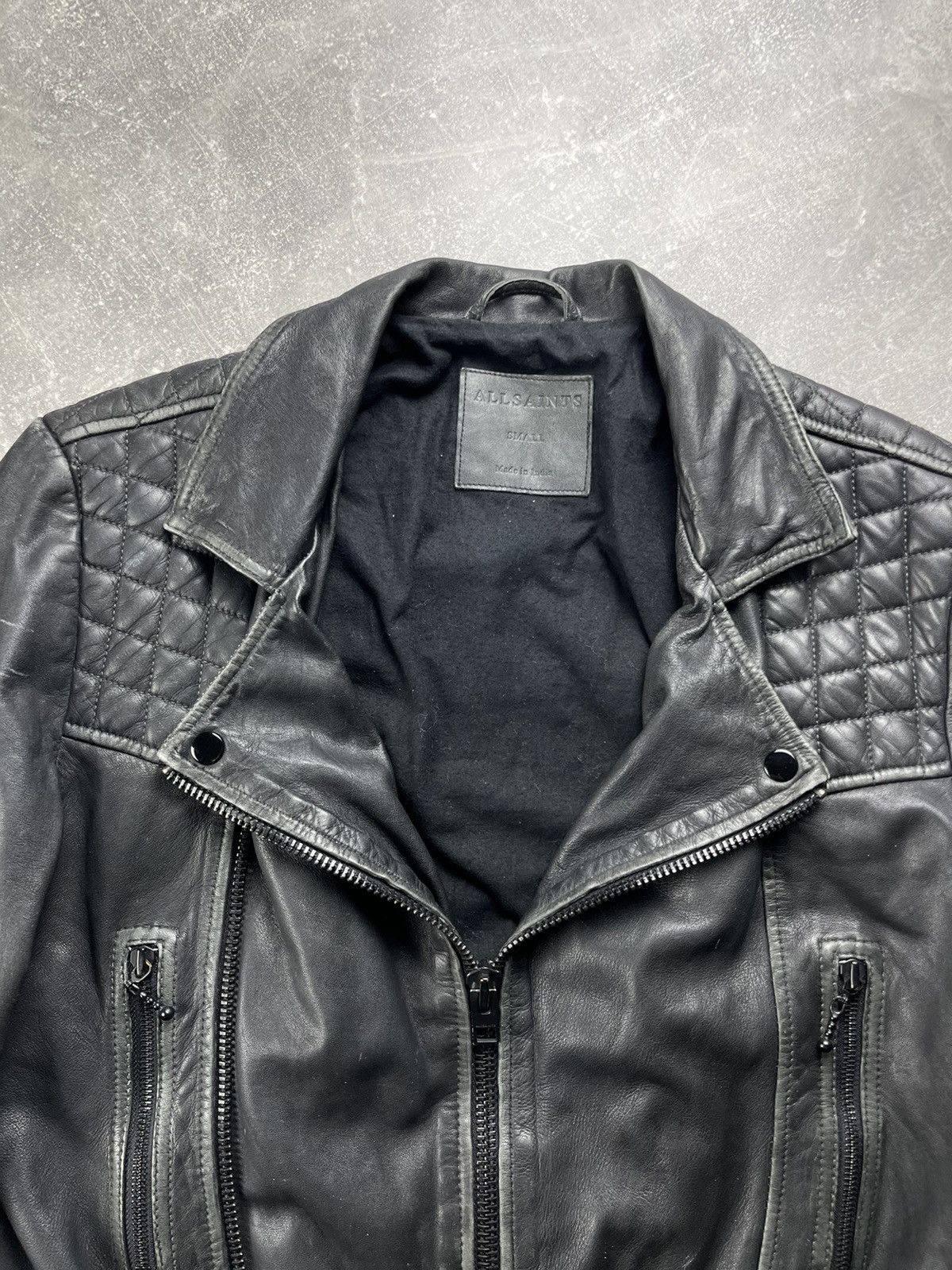 Allsaints ALLSAINTS Quilted Distressed Biker Leather Jacket 2010s Size US S / EU 44-46 / 1 - 3 Thumbnail