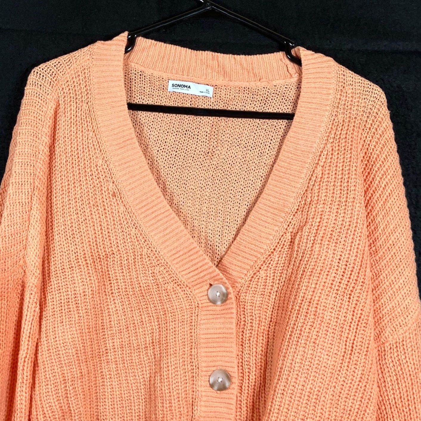 Vintage Sonoma Cardigan Sweater Orange V-Neck XL Womens Long Sleeve Knit Button Up Size XL / US 12-14 / IT 48-50 - 2 Thumbnail