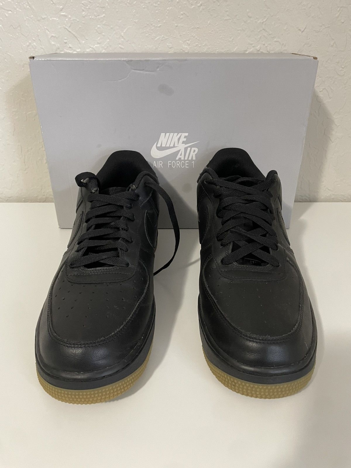 Nike AIR FORCE 1'07 BLACK/BLACK-GUM LIGHT BROWN Size US 12 / EU 45 - 3 Thumbnail