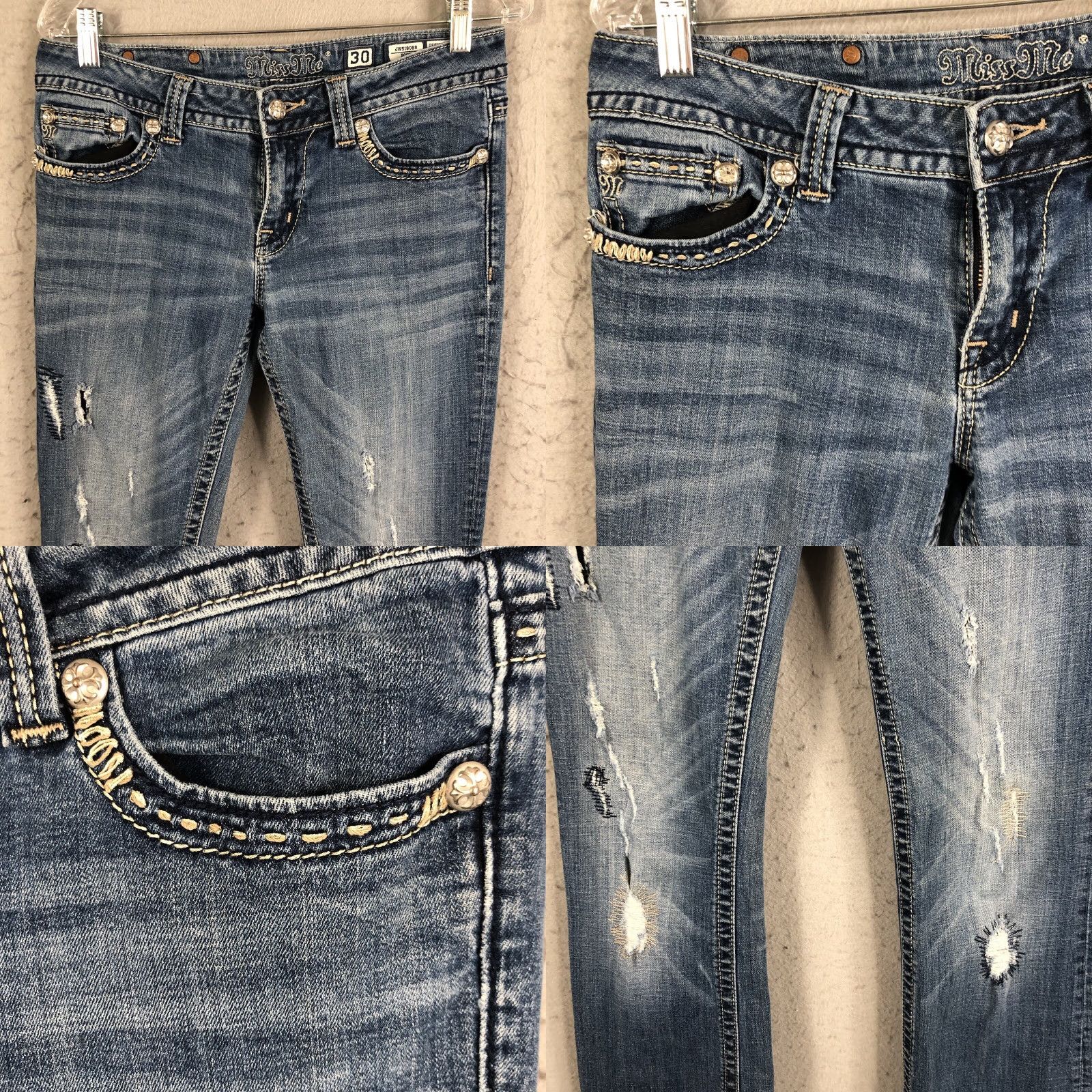Miss Me Miss Me Jeans Womens 30x33 Embroidered Bling JW5180B8 Boot Cut Western Size 30" / US 8 / IT 44 - 11 Thumbnail