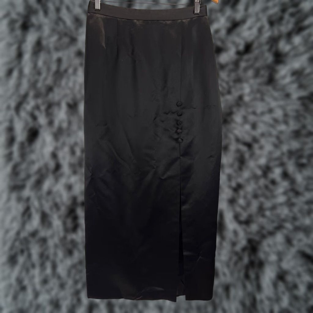 Alex Evenings Alex Evenings Women’s Long Skirt Formal Black Satin Size 14 GUC Side Slit Elastic Waist Size 36" / US 14 / IT 50 - 1 Thumbnail