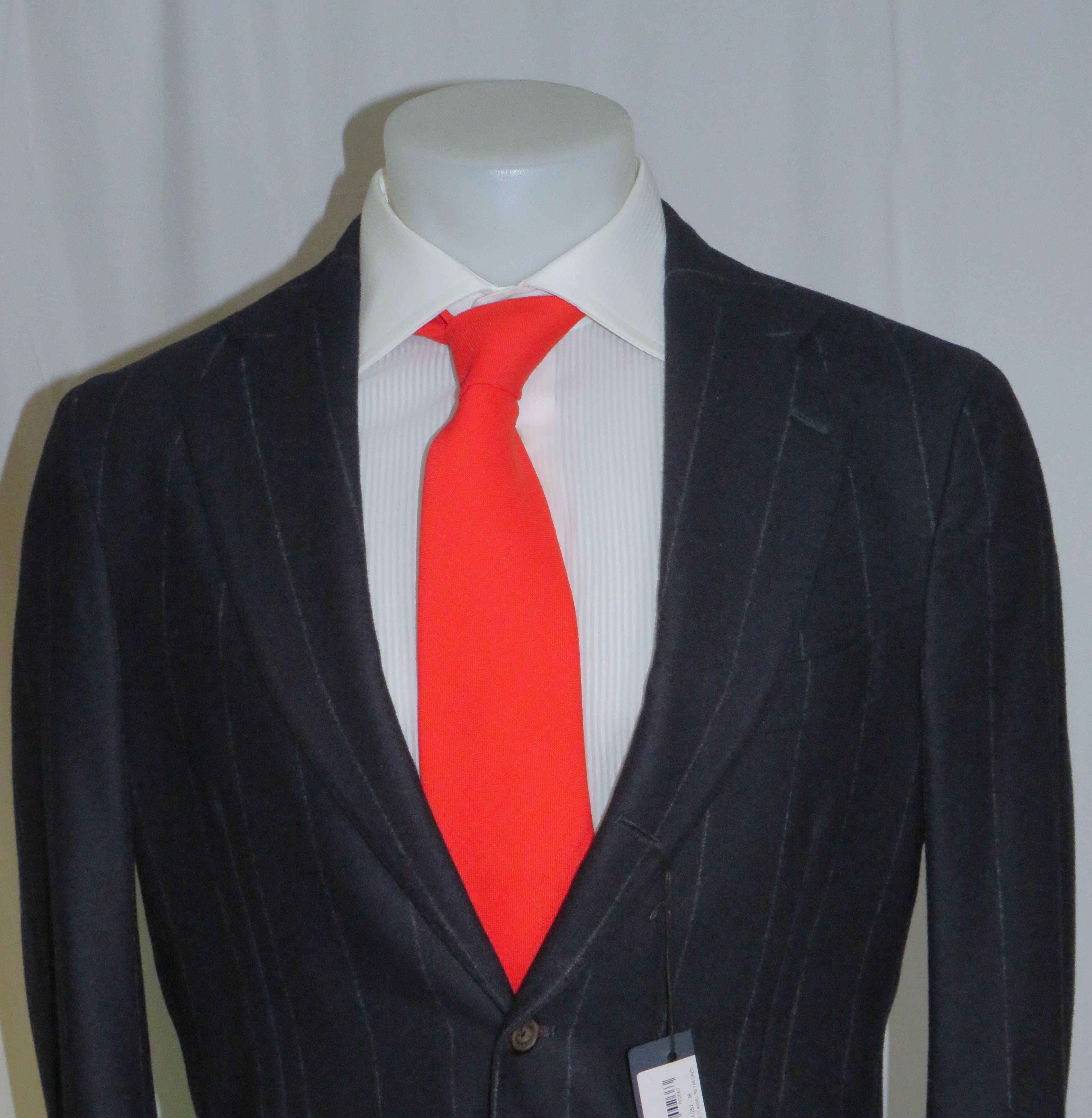 Drake's Navy Blue Chalk Stripe Flannel Three Roll Two Suit 38R NWT Size 38R - 4 Thumbnail