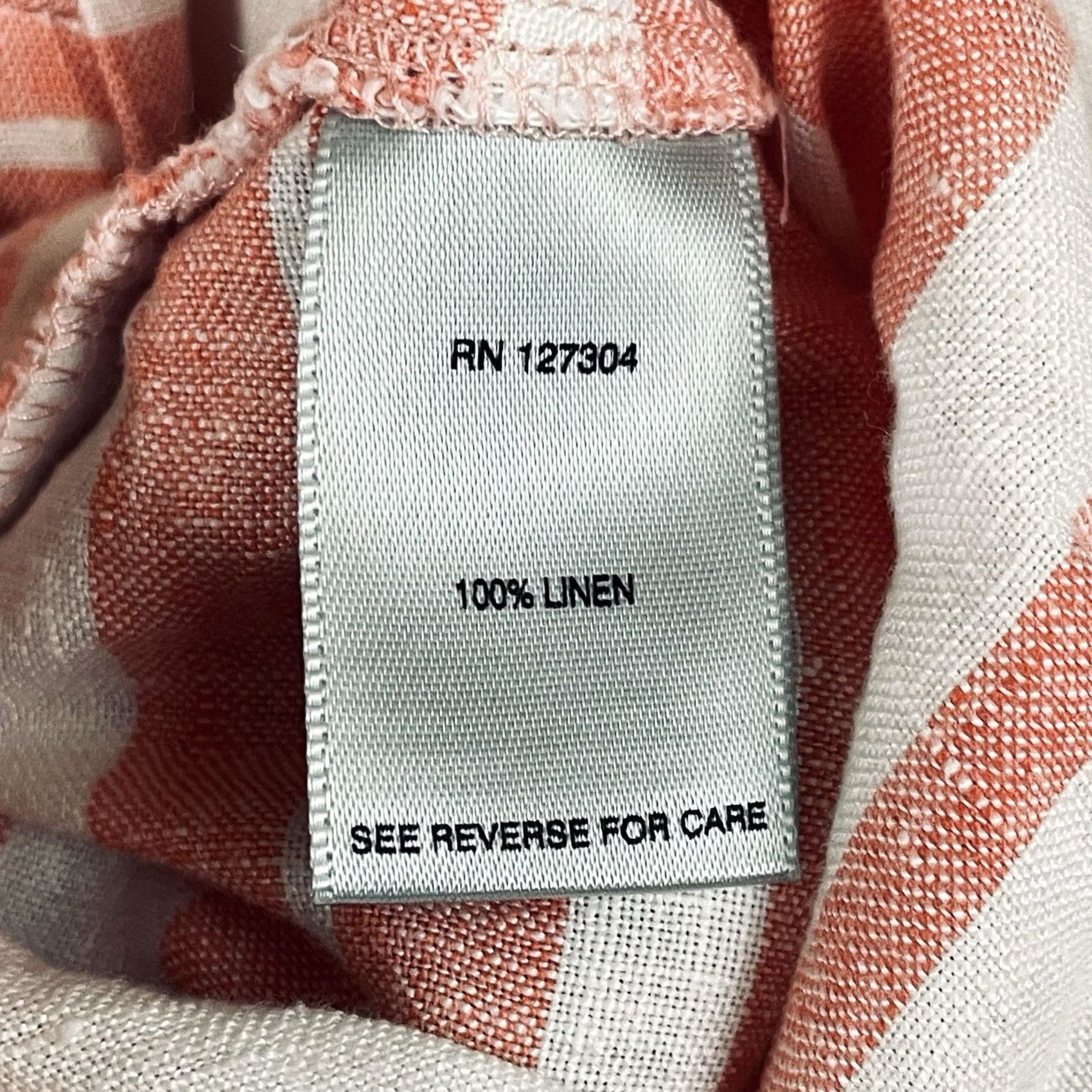 Vintage John Mark Blouse Medium Linen Striped Coral Popover 100% T668 Size M / US 6-8 / IT 42-44 - 7 Thumbnail