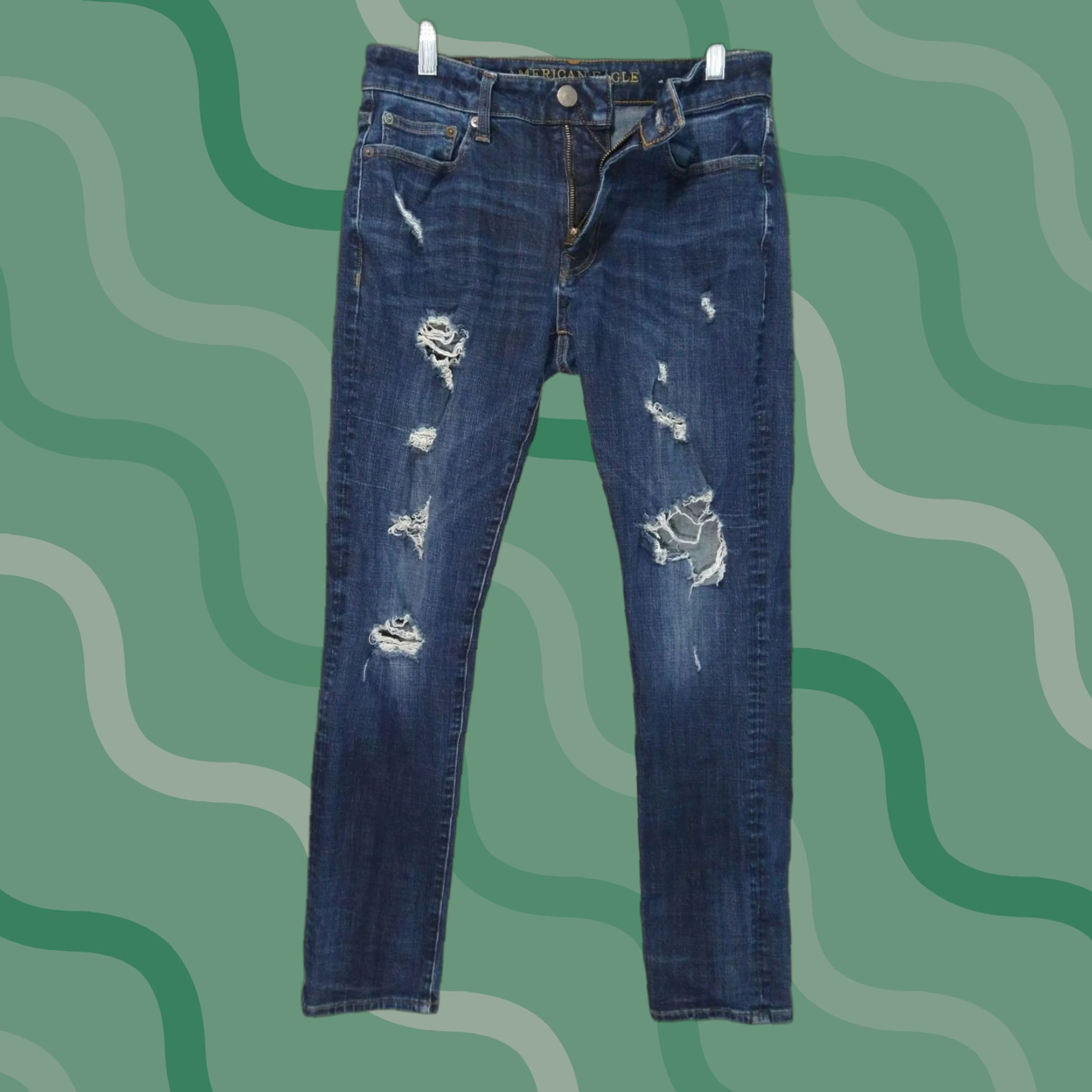 American Eagle Outfitters American Eagle Jeans Slim 30x32 Blue Denim Distressed Stretch 5-Pocket Men Regular Inseam 32 Vintage No Size US 30 / EU 46 - 1 Thumbnail
