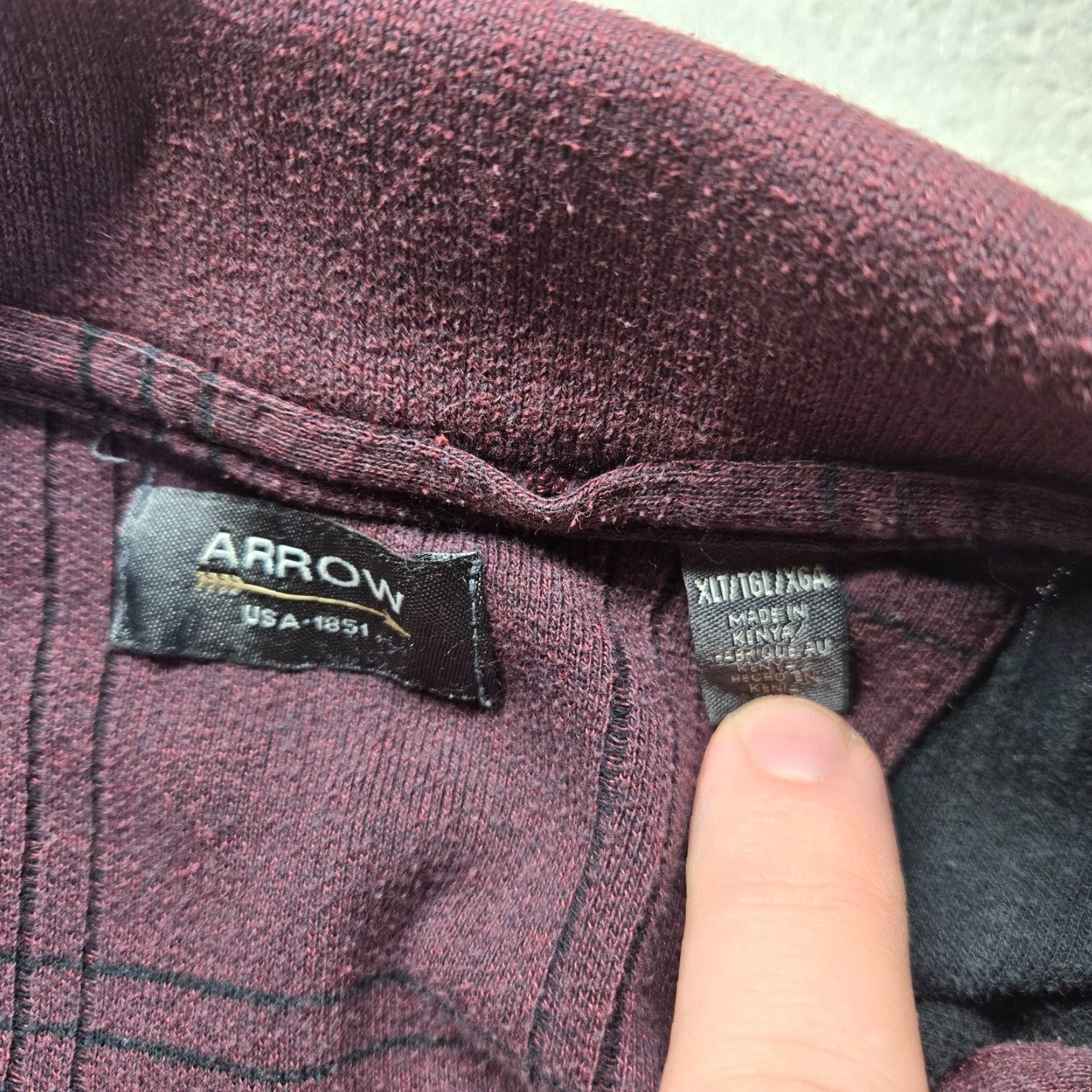Arrow Arrow Sweater Long Sleeve Polo Burgundy Adult Men's Size XLT Extra Large Tall Mens Size US XL / EU 56 / 4 - 3 Thumbnail