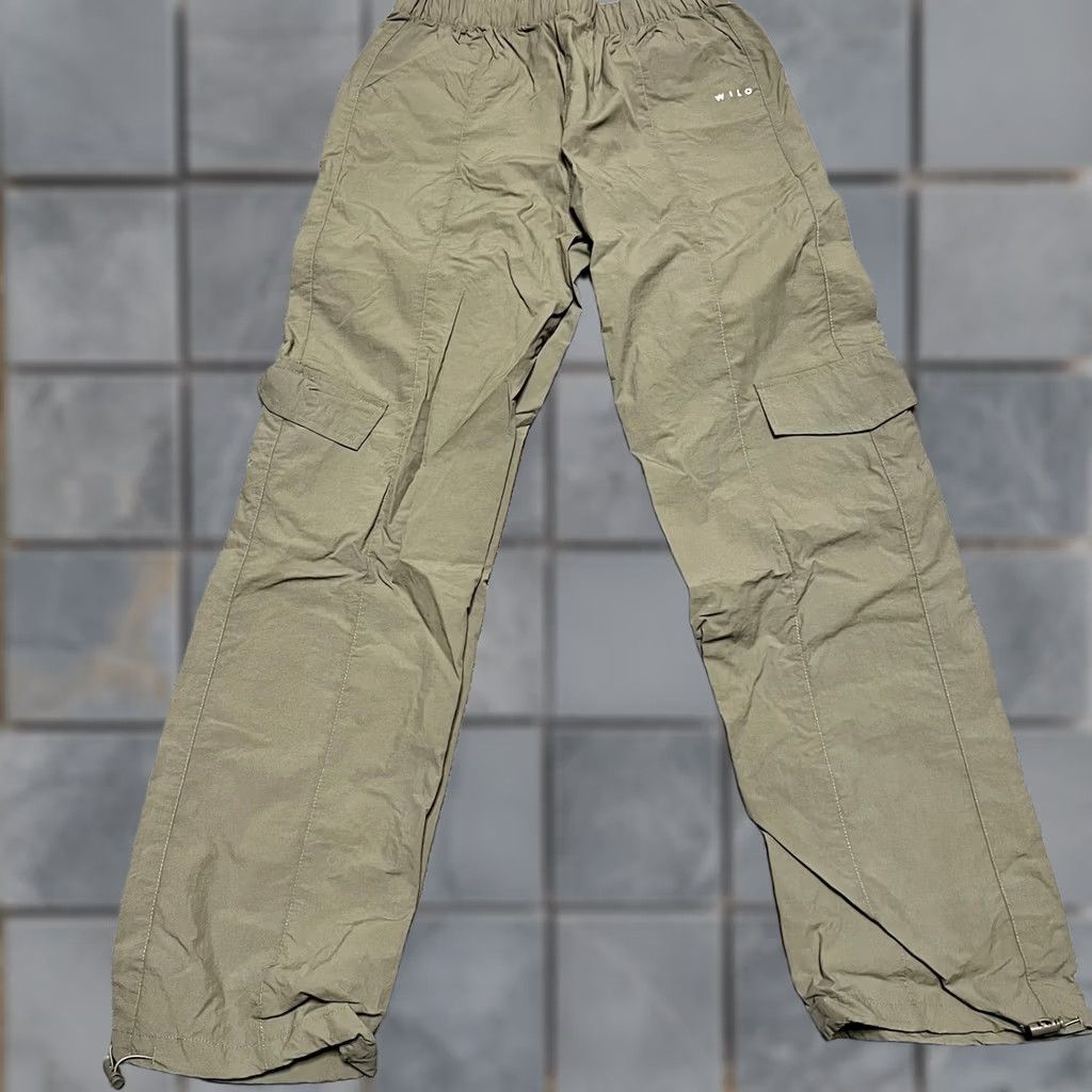 Vintage Wilo The Label Pants Womens Small High Rise Wide Leg Parachute Cargo Green Size 28" / US 6 / IT 42 - 1 Thumbnail