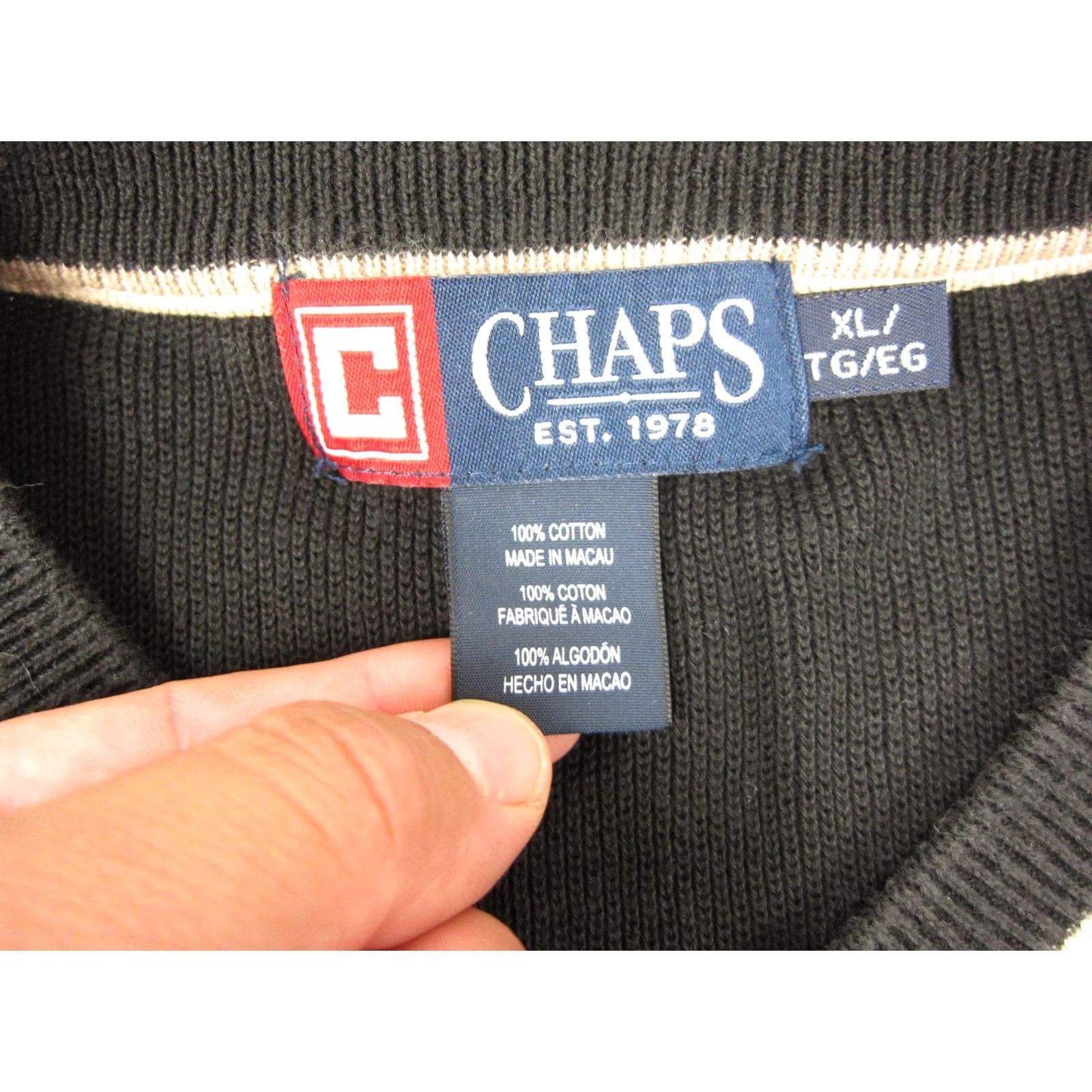 Chaps Chaps Sweater Mens XL Black V-Neck Pullover Knit 90s USA Classic Preppy Golf Size US XL / EU 56 / 4 - 5 Thumbnail