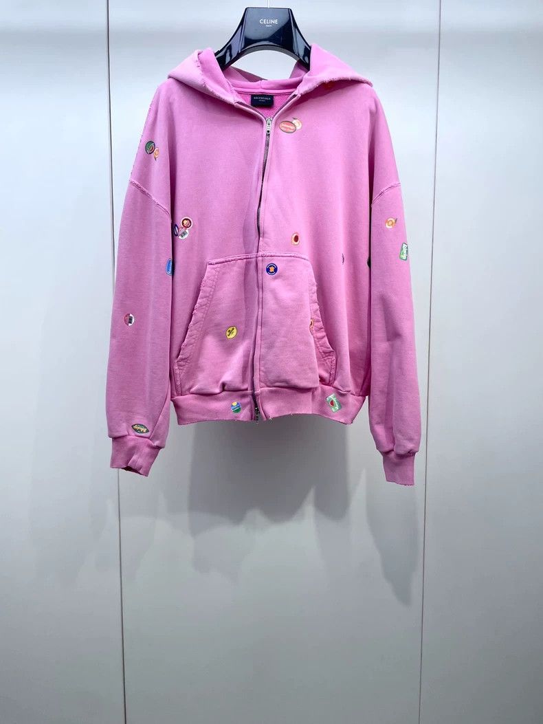 Balenciaga Balenciaga Pink Sticker Print Long Sleeve Sweatshirt Size US S / EU 44-46 / 1 - 1 Thumbnail