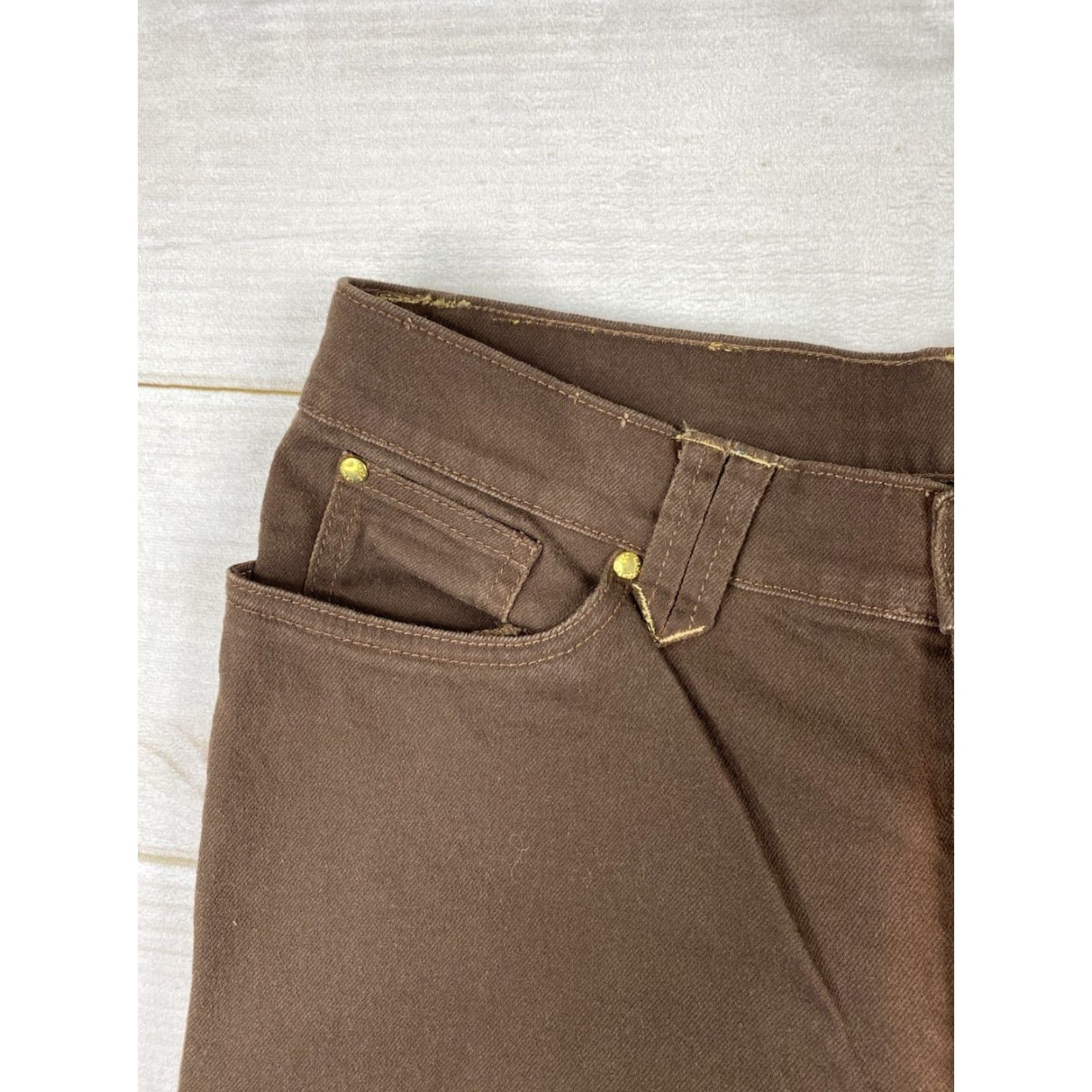 Denime Vtg Lawman Jeans Women Jr 13 Denim Brown Western High-Rise Studded Floral Riding Jeans Size 34" / US 12 / IT 48 - 4 Thumbnail