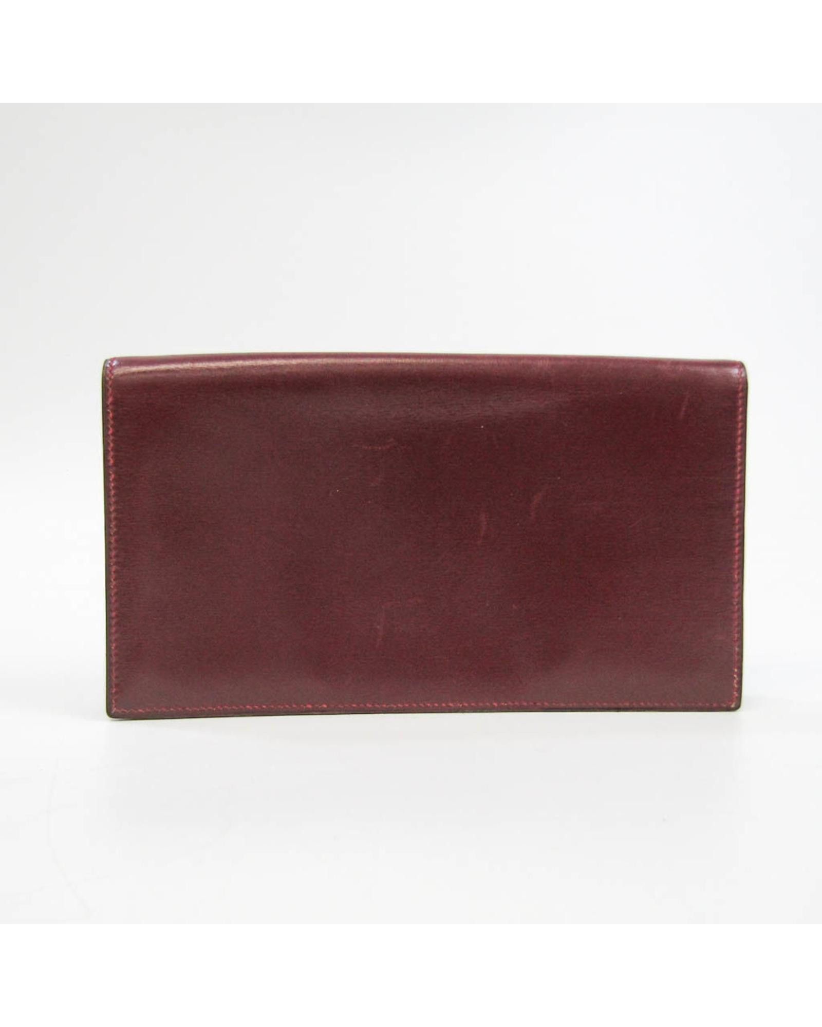 image of Burgundy Leather Wallet By Hermes, Women's