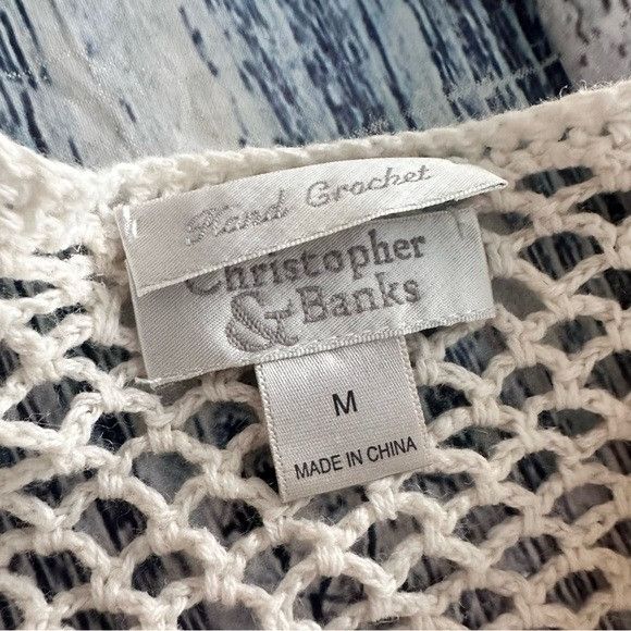 Other Vintage Christopher & Banks Cream Crochet Knit Cardigan Size M / US 6-8 / IT 42-44 - 5 Thumbnail