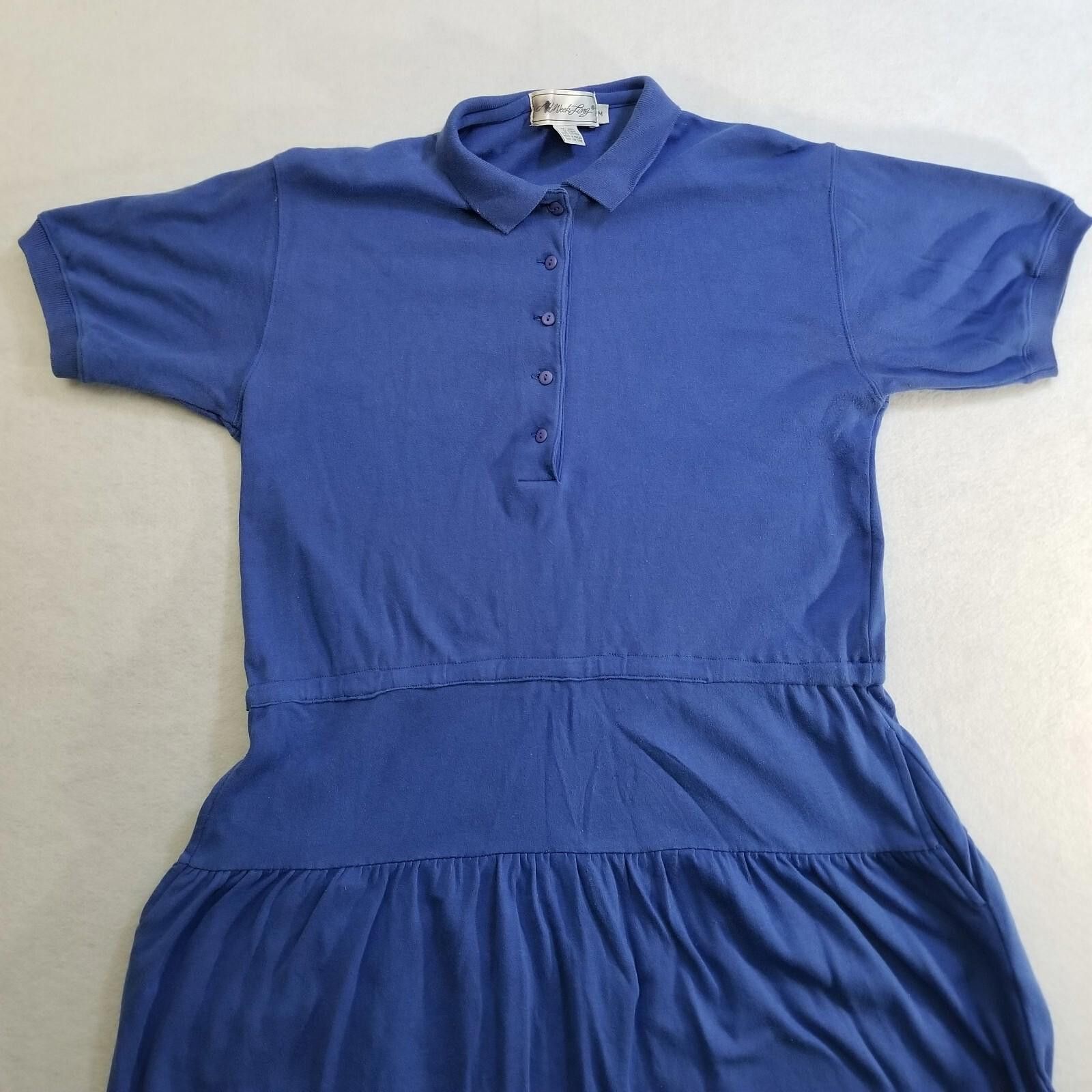 Polo Ralph Lauren VTG All Week Long Medium Women's Long Blue Polo Dress Size M / US 6-8 / IT 42-44 - 2 Thumbnail