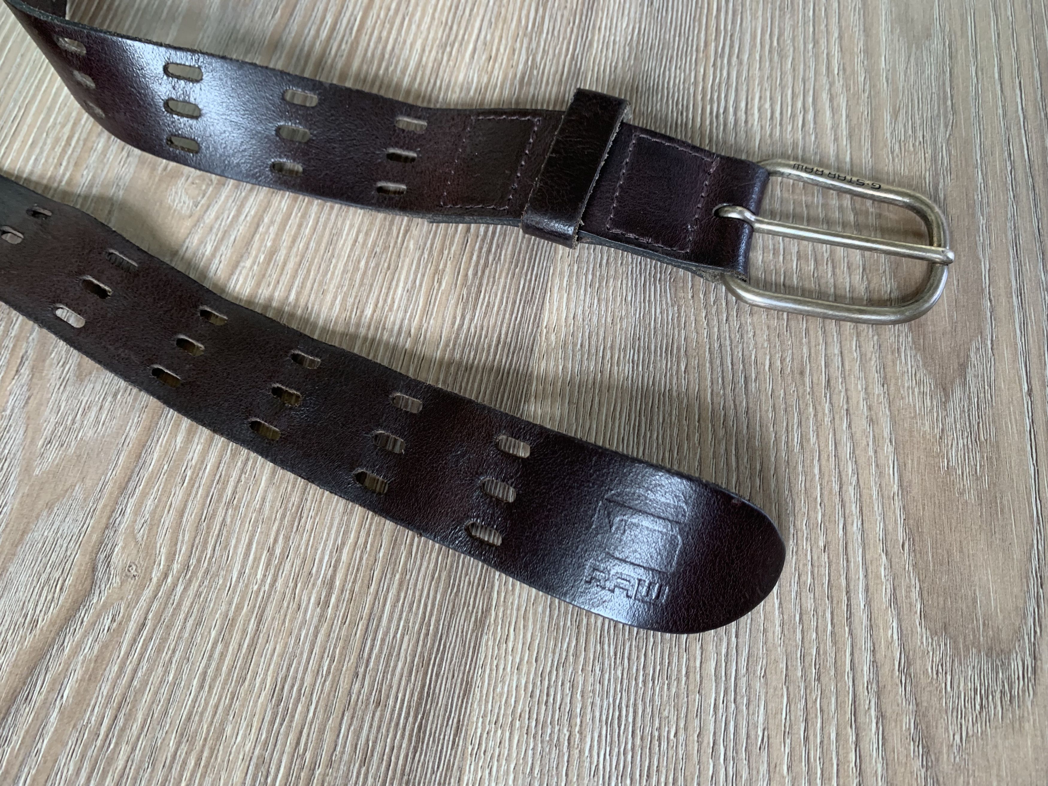 G-Star × Vintage G Star-Raw Brown Perforated Leather Belt Size ONE SIZE - 7 Thumbnail