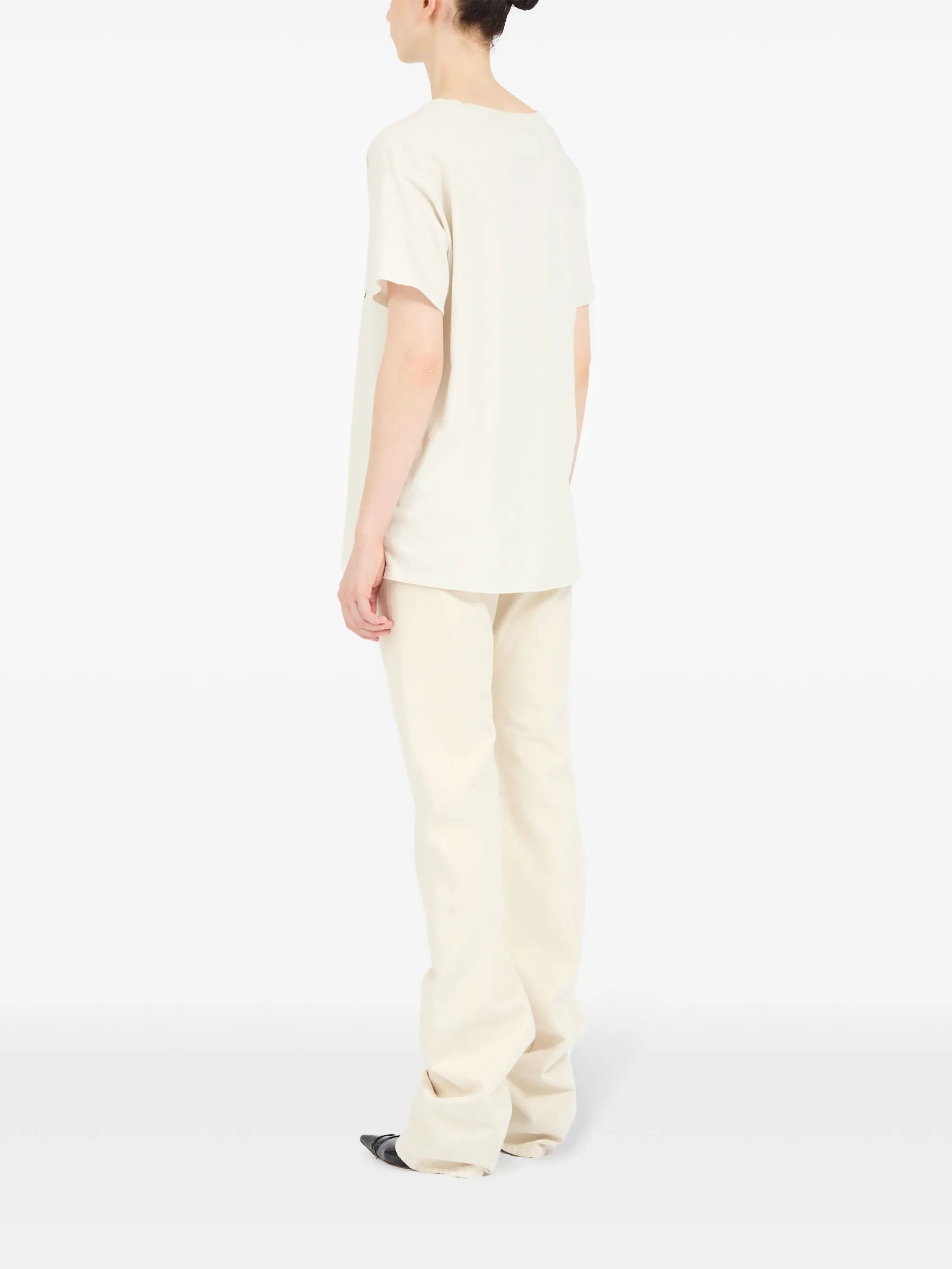 Maison Margiela oc11z0825 Logo-print Cotton T-Shirt in Butter Size L / US 10 / IT 46 - 6 Thumbnail