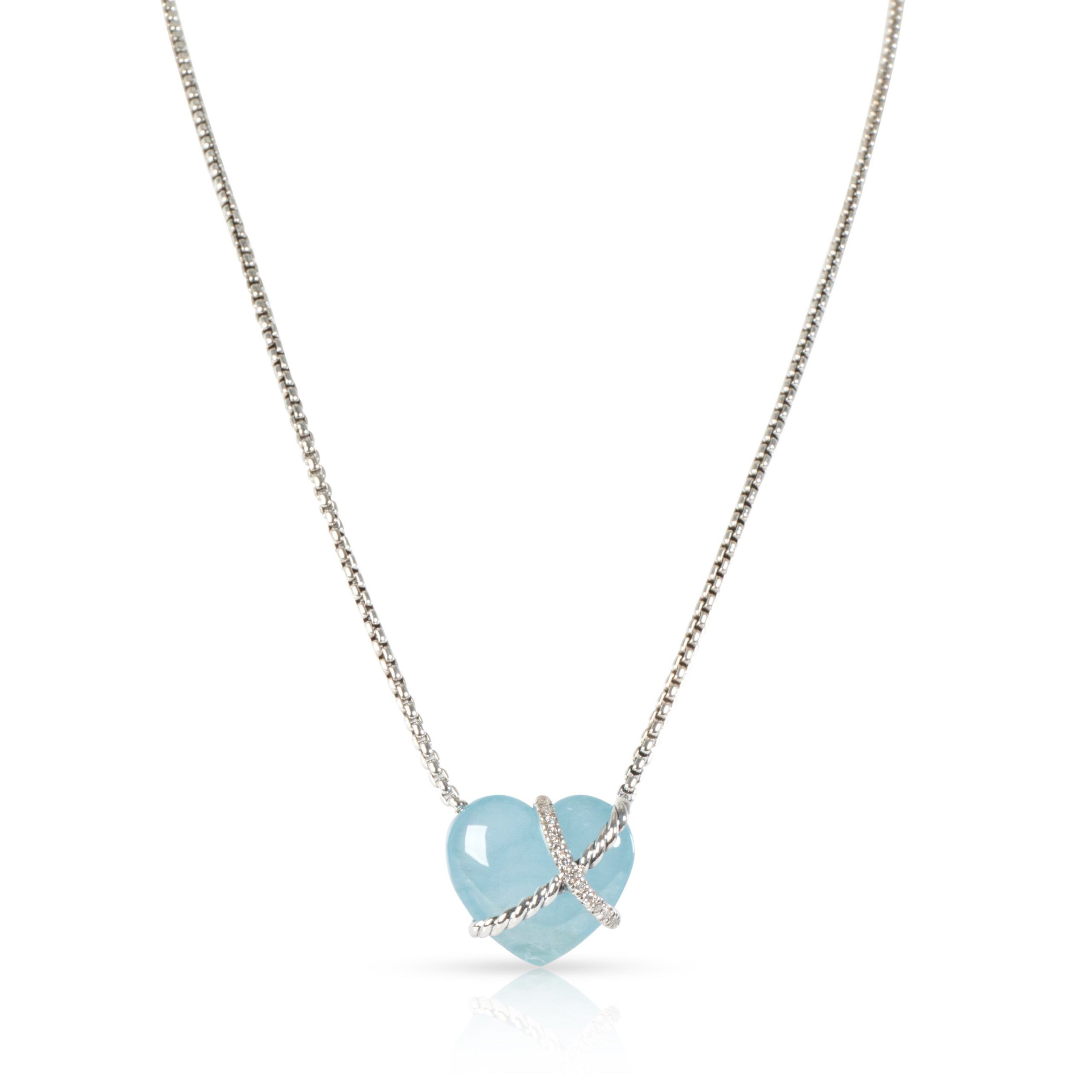 David Yurman Cable Collectibles Blue Topaz Diamond Necklace in
