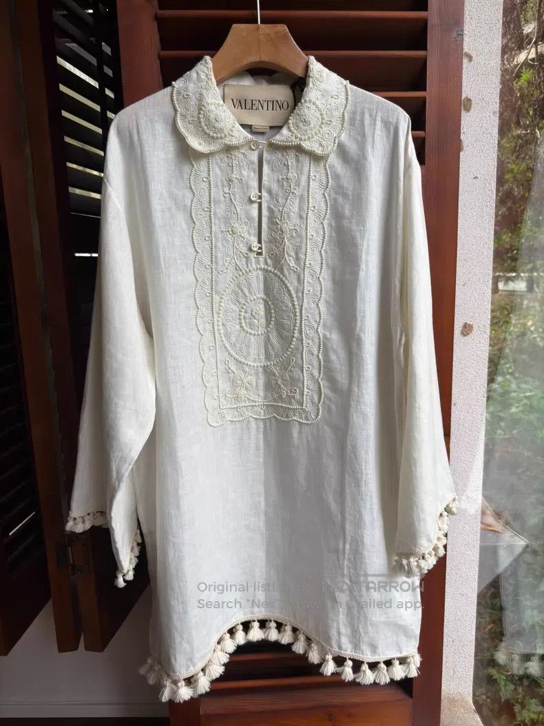 Valentino Valentino Linen embroidered long-sleeved shirt Size S / US 4 / IT 40 - 1 Thumbnail