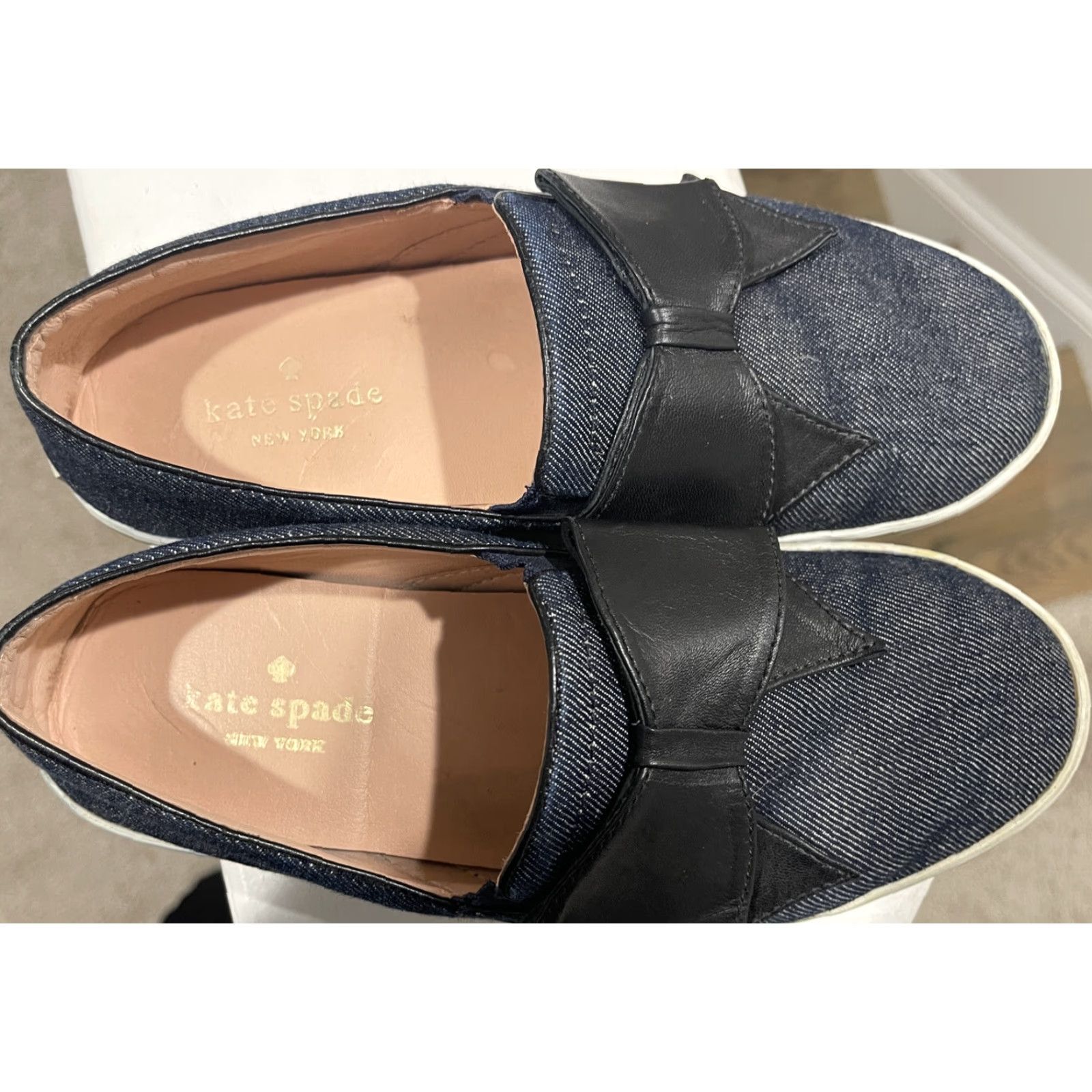 Denime Kate Spade New York Sneakers Delise Too Indigo Denim Black Nappa Bow Size 7B Size US 7 / IT 37 - 5 Thumbnail