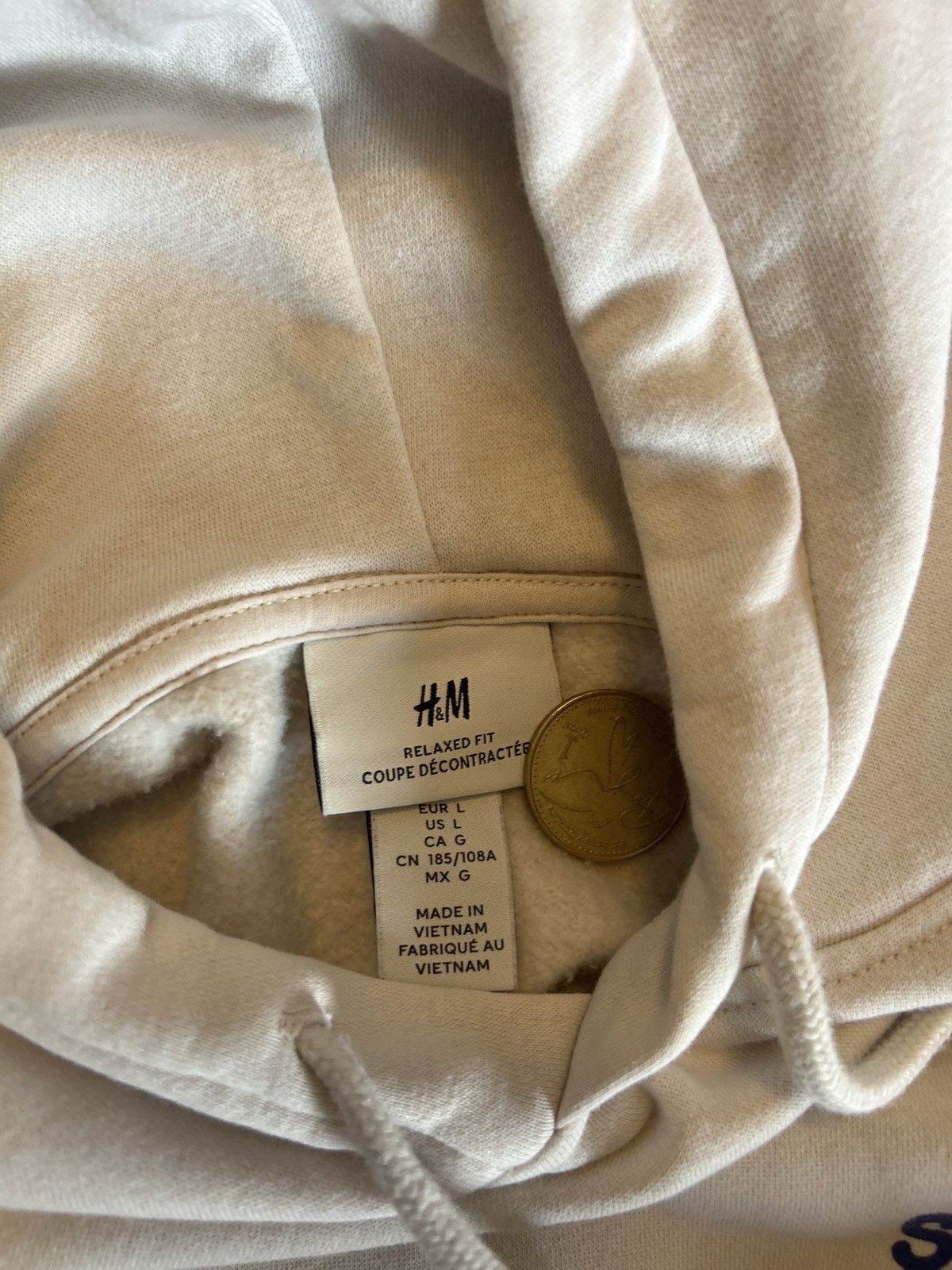 H&M “Stay in slow motion” cream oversized hoodie Size US L / EU 52-54 / 3 - 3 Thumbnail