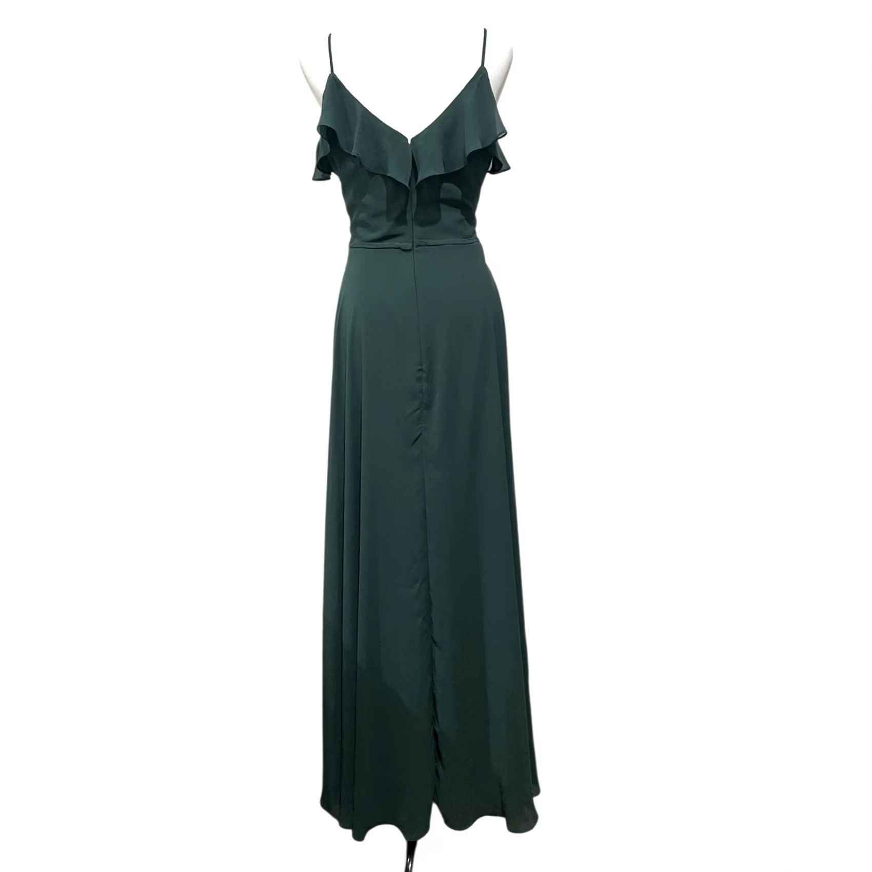 Vintage Bill Levkoff Bridesmaid Dress Dark Green Full Length Chiffon Spaghetti Strap 14 Size XL / US 12-14 / IT 48-50 - 6 Thumbnail