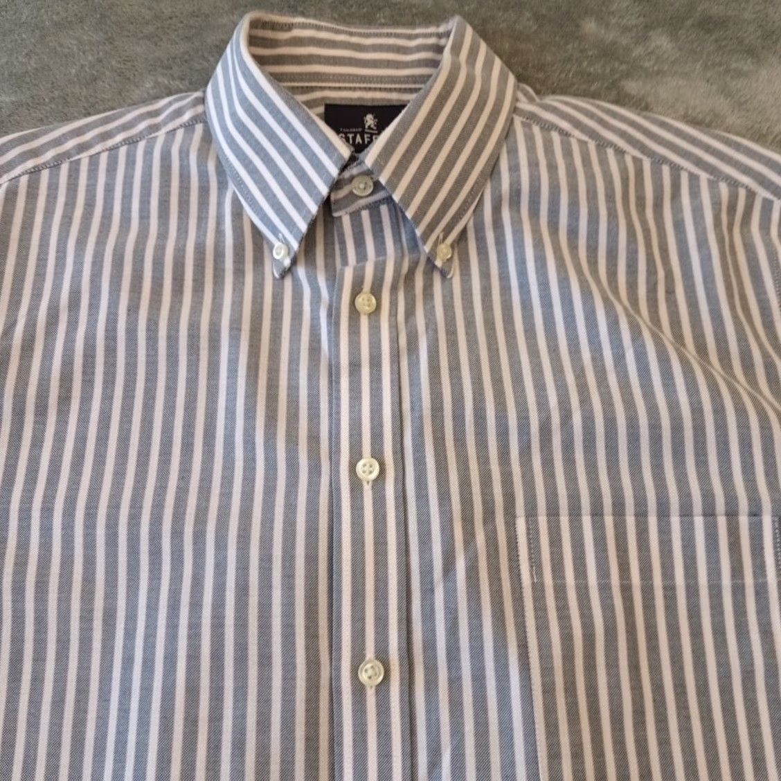 Stafford Stafford Shirt Mens Size 16 Blue Striped Long Sleeve Button-Down Oxford Shirt Size US L / EU 52-54 / 3 - 2 Thumbnail