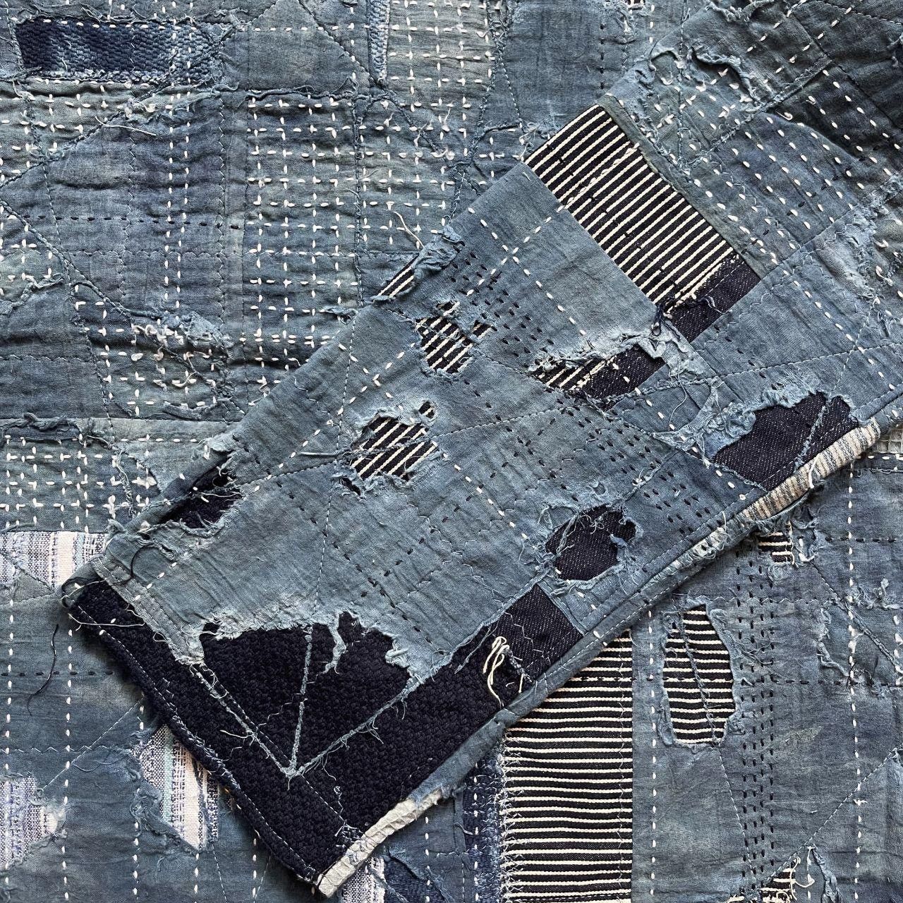 Kapital Indigo Collarless Boro Sashiko Denim Jacket Size US M / EU 48-50 / 2 - 6 Thumbnail