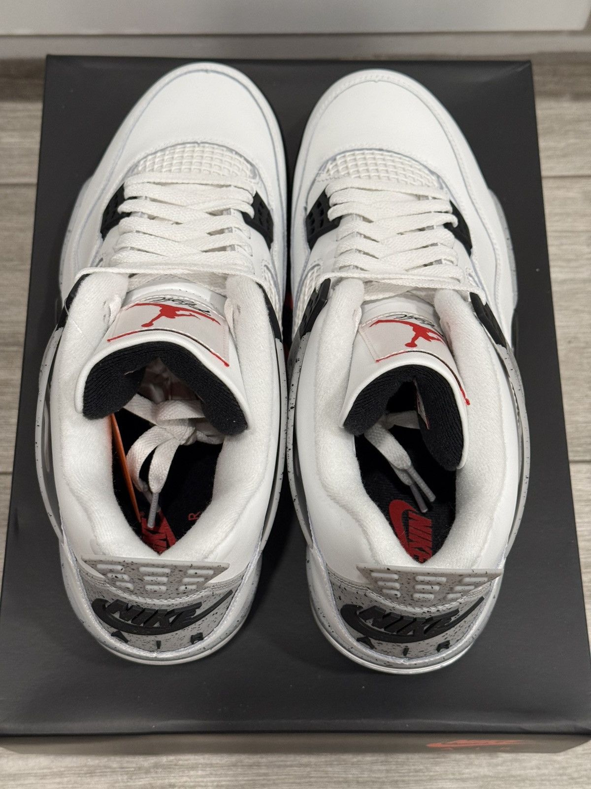 Jordan Brand Air Jordan 4 Retro White Cement Fire Red Tech Grey Black 12 Size US 12 / EU 45 - 6 Thumbnail