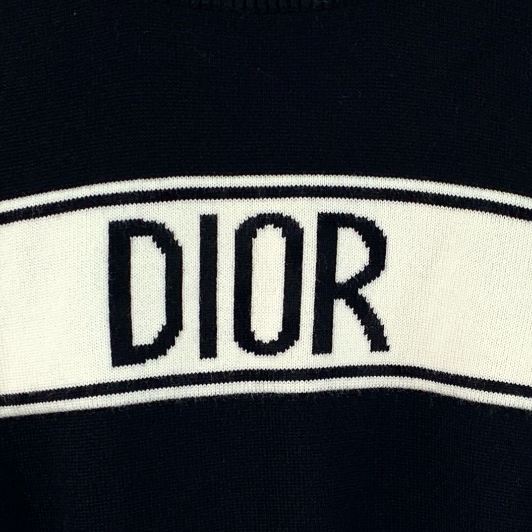 Dior Christian Dior Womens Striped Wool Knit Sweater Black & Whit Size XL / US 12-14 / IT 48-50 - 6 Thumbnail