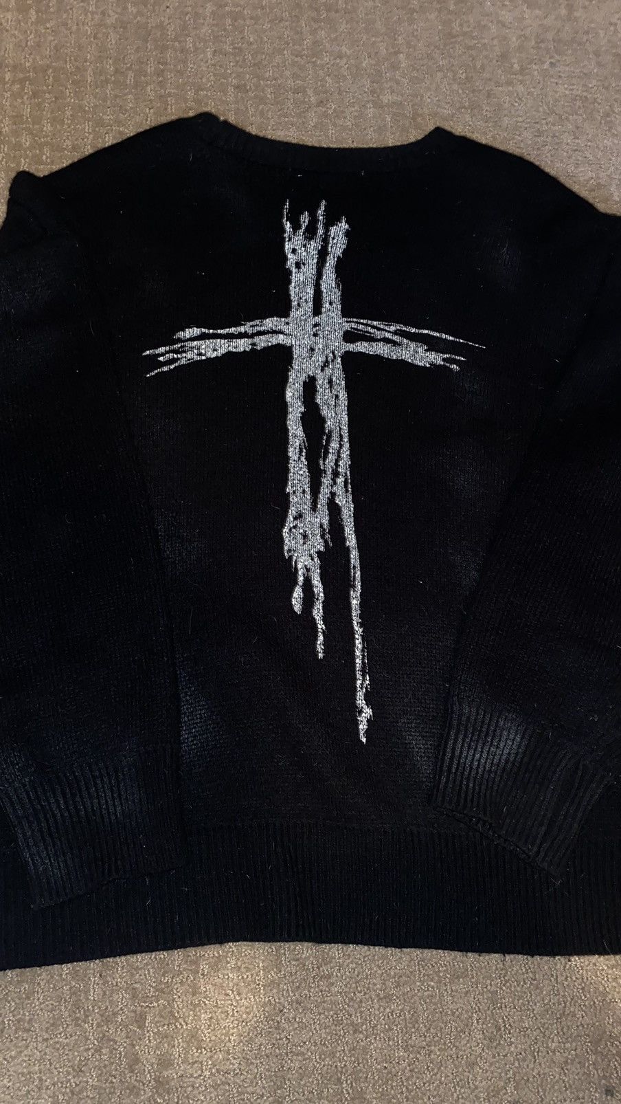 Designer × Vintage Additive Black Cross Knit Sweater Size US XL / EU 56 / 4 - 4 Thumbnail