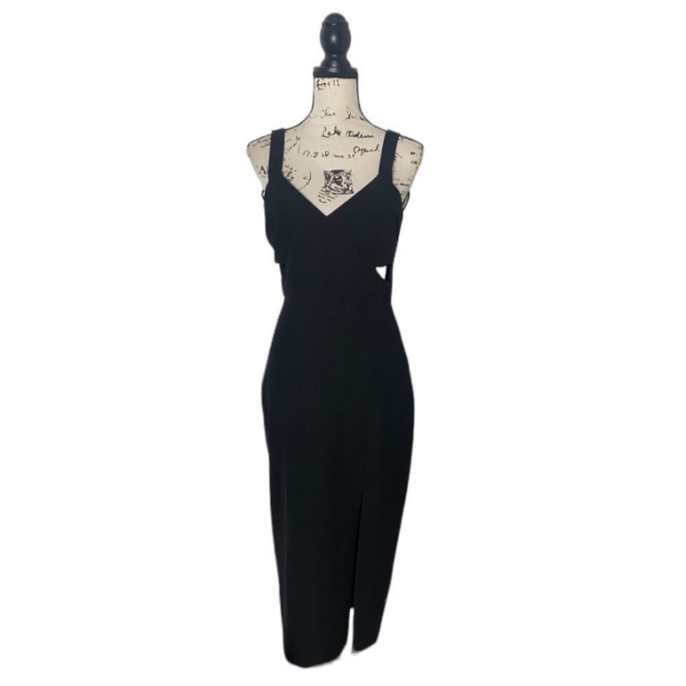 image of Rachel Zoe Long Black Cut-Out Dress, Women's (Size Small)