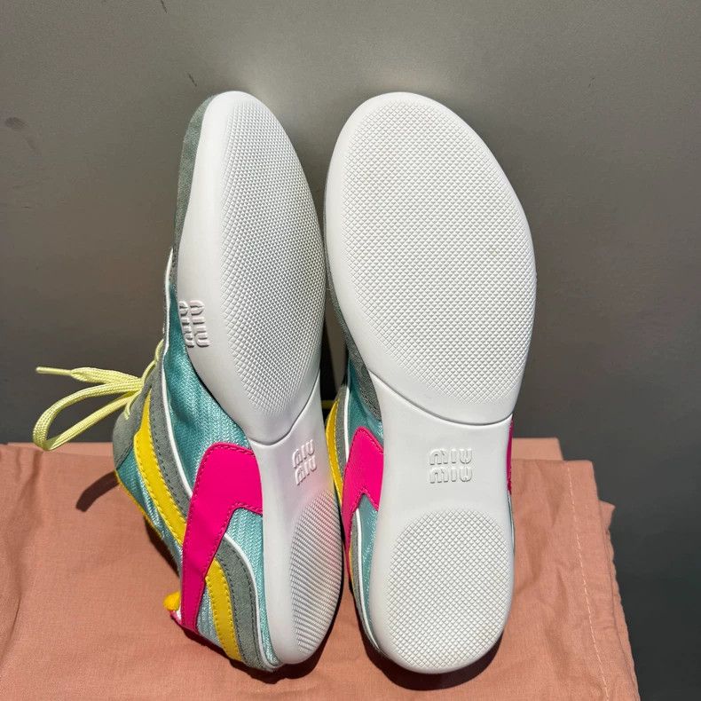 Miu Miu miu miu size 37.5 25ss Candy Color Nylon Paneled Suede Snea Size US 5 / EU 37 - 5 Thumbnail