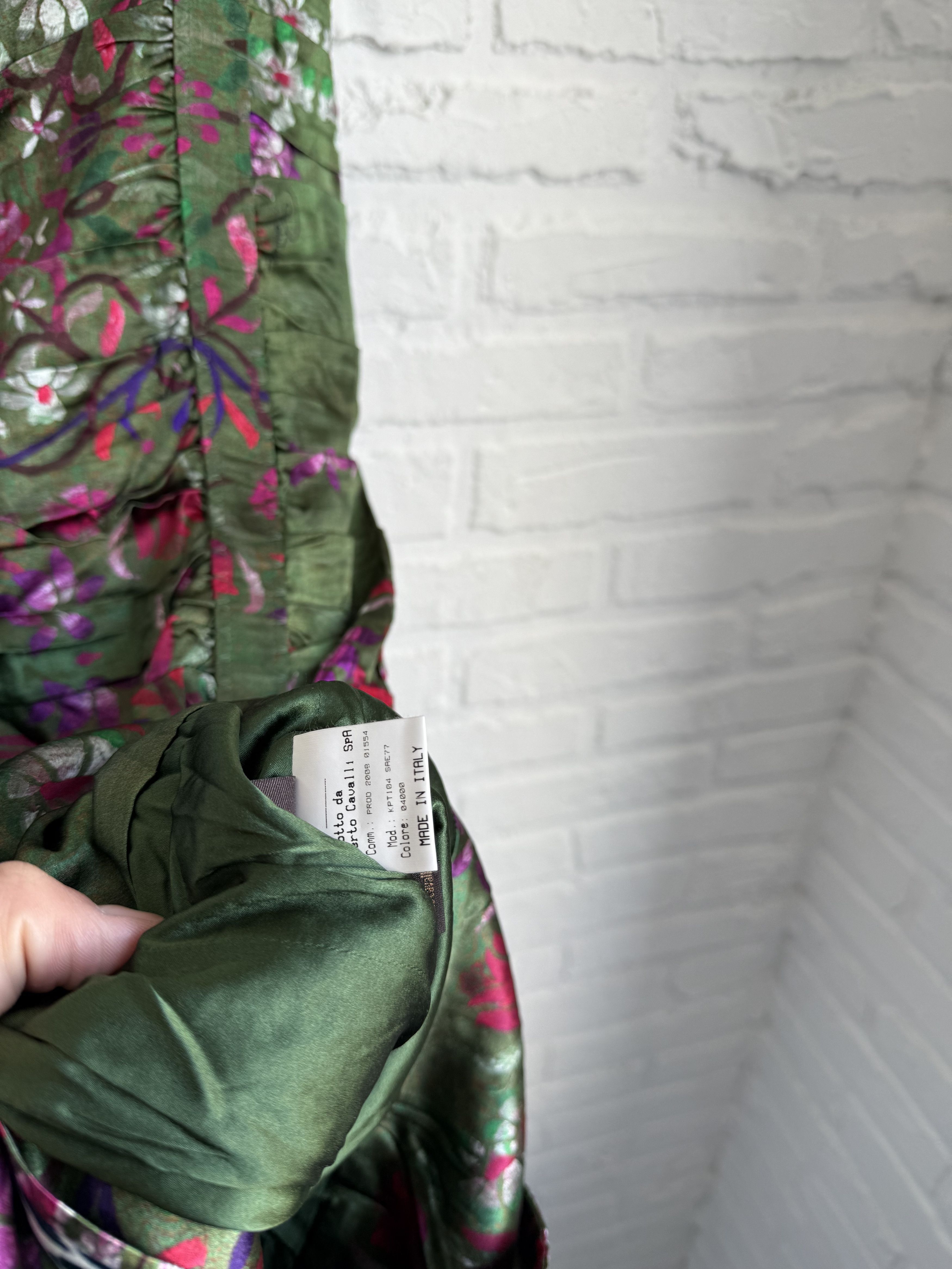 Roberto Cavalli SS 2008 Roberto Cavalli Silk Floral Ruched dress Size S / US 4 / IT 40 - 4 Thumbnail