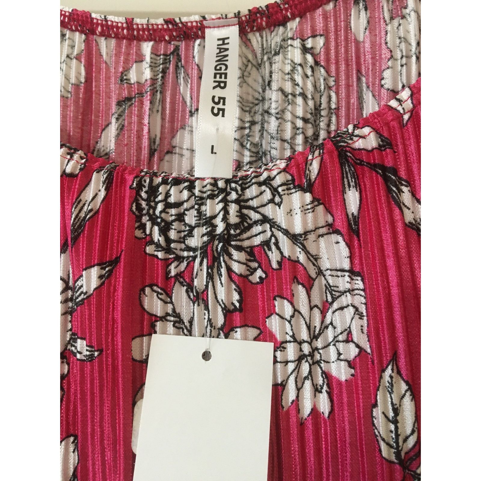 Other NWT Hanger 55 Large 3/4 Sleeve Pink & Black Floral Crêpe Top Size L / US 10 / IT 46 - 3 Thumbnail