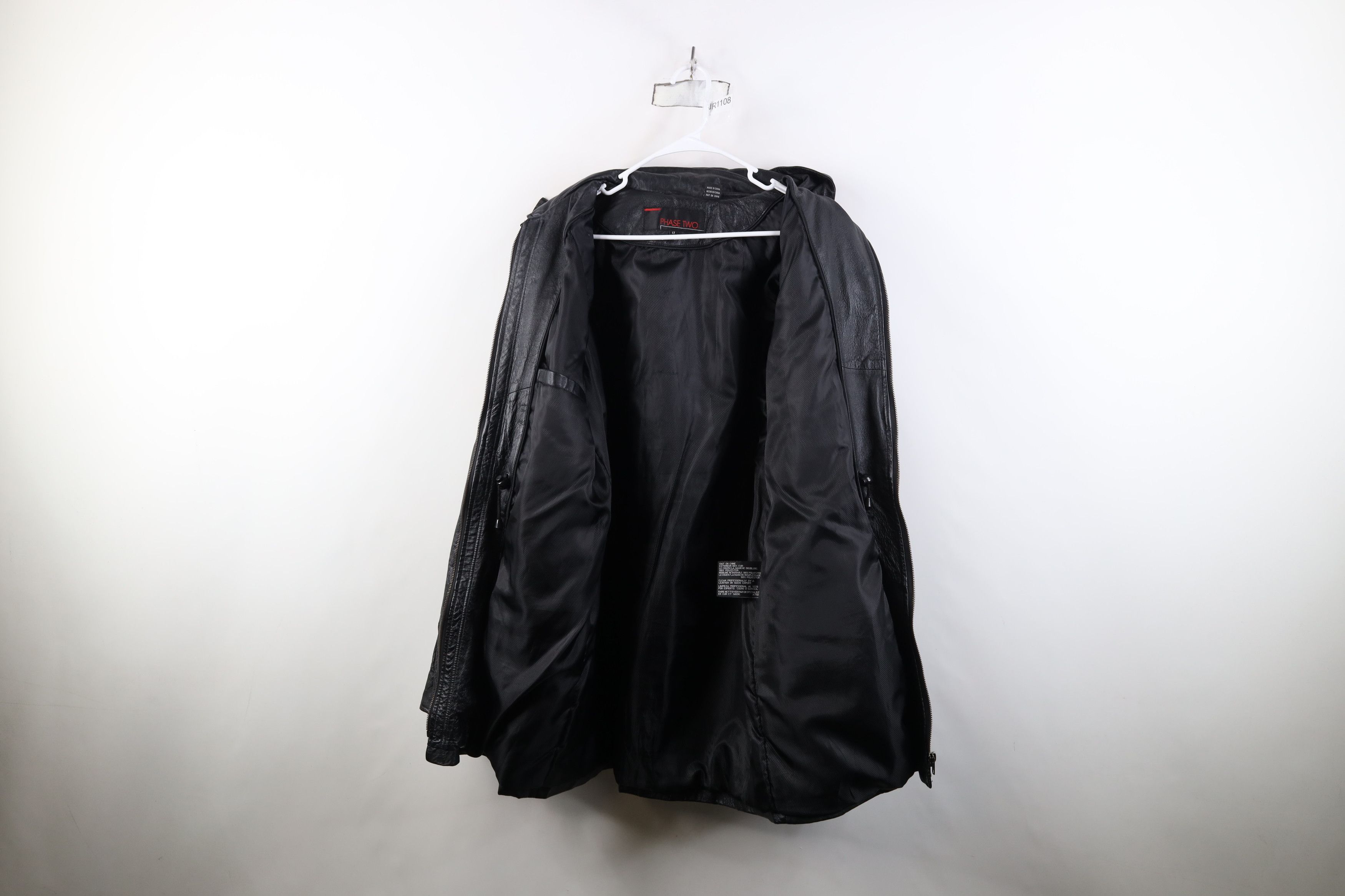 Vintage Vintage 90s Streetwear Hooded Leather Duster Jacket Black Size L / US 10 / IT 46 - 12 Thumbnail