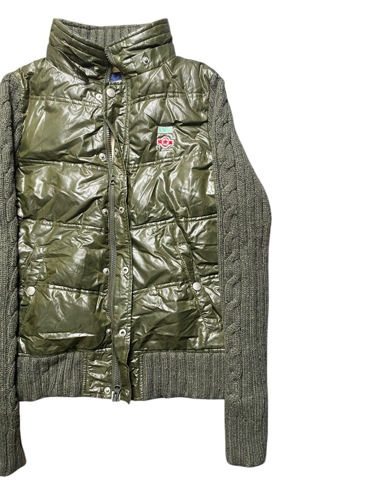 Japanese Brand VINTAGE RABBIT & CO LTD PUFFER KNIT ZIPPER JACKET GREEN ARMY Size US S / EU 44-46 / 1 - 3 Thumbnail