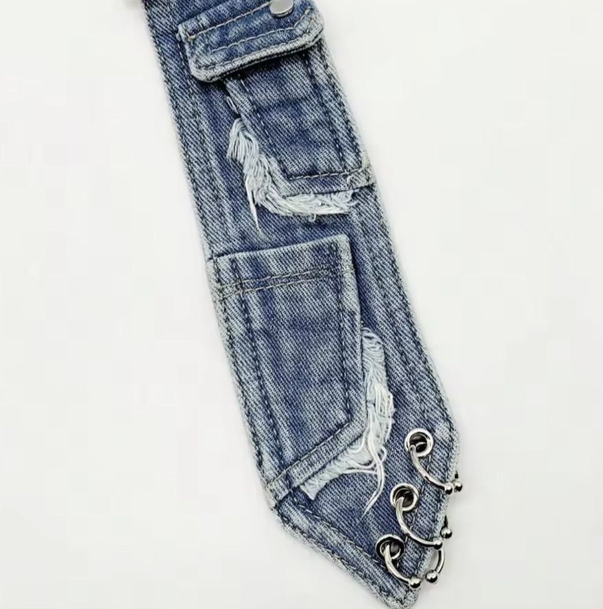 Japanese Brand Denim Neck Tie, Press Buckle Chain Size ONE SIZE - 5 Thumbnail