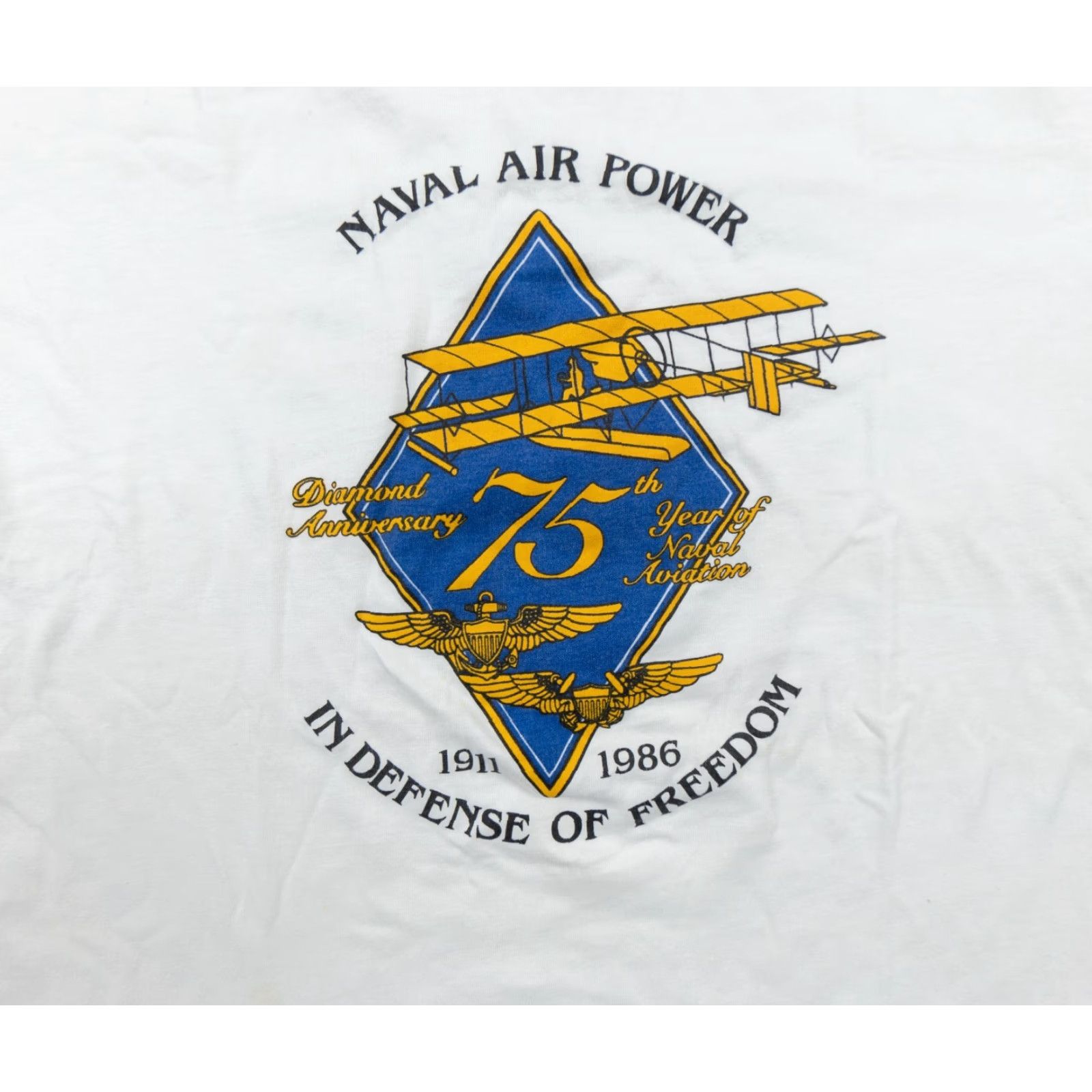 Hanes VINTAGE Hanes NAVAL Aviation T-Shirt Mens XL White 80s Military Tee Short Sleeve Crew Neck Mid/XL Fits M/L Mens Size US XL / EU 56 / 4 - 2 Thumbnail