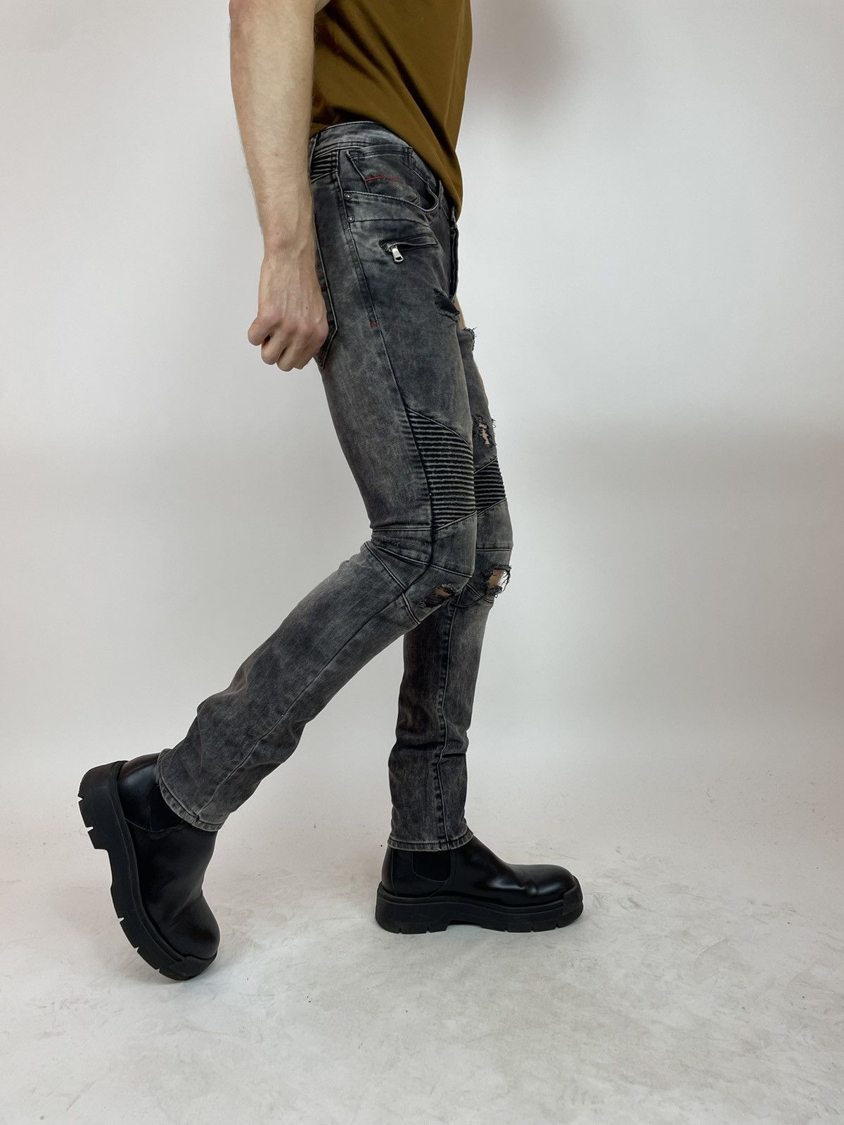 Other PASCUCCI Biker jeans skinny avantgarde drill Mens size 31x34 Size US 31 - 4 Thumbnail