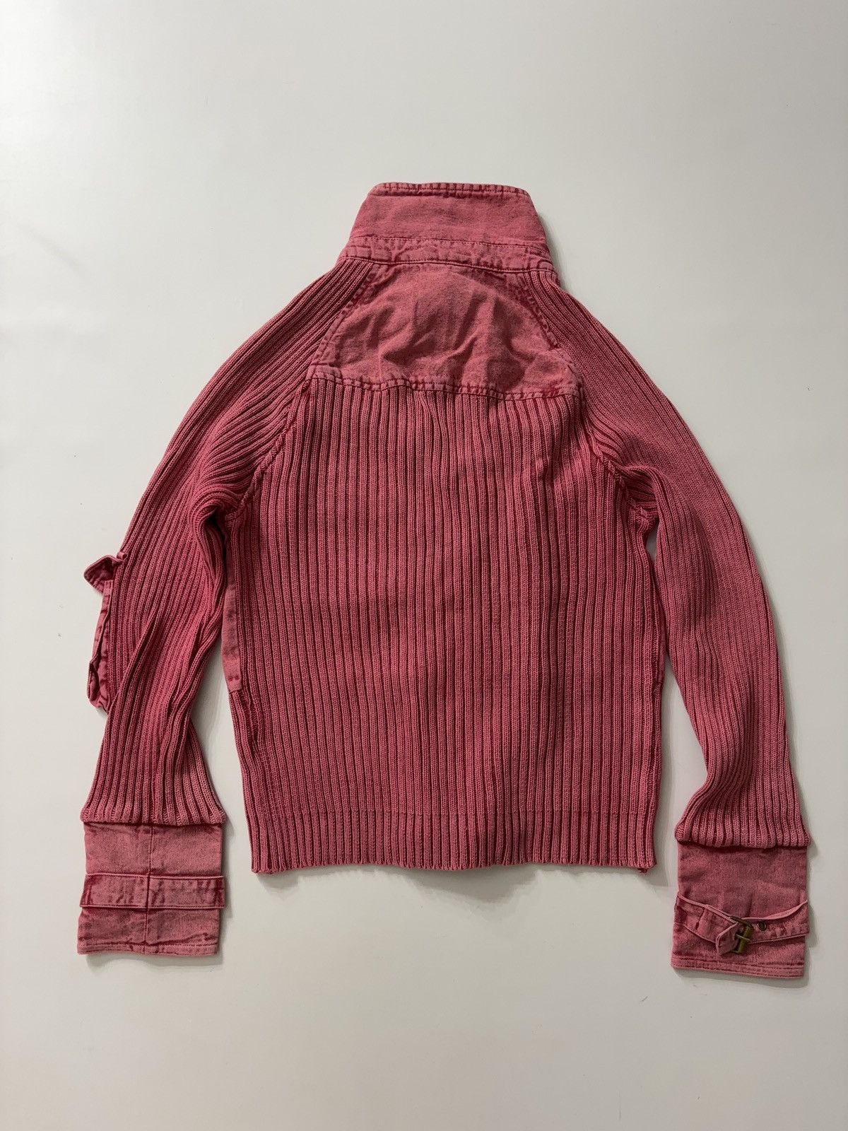 Vintage FADED MULTI-POCKET CROPPED MOTO LONG SLEEVE ZIP SWEATER Size M / US 6-8 / IT 42-44 - 6 Thumbnail