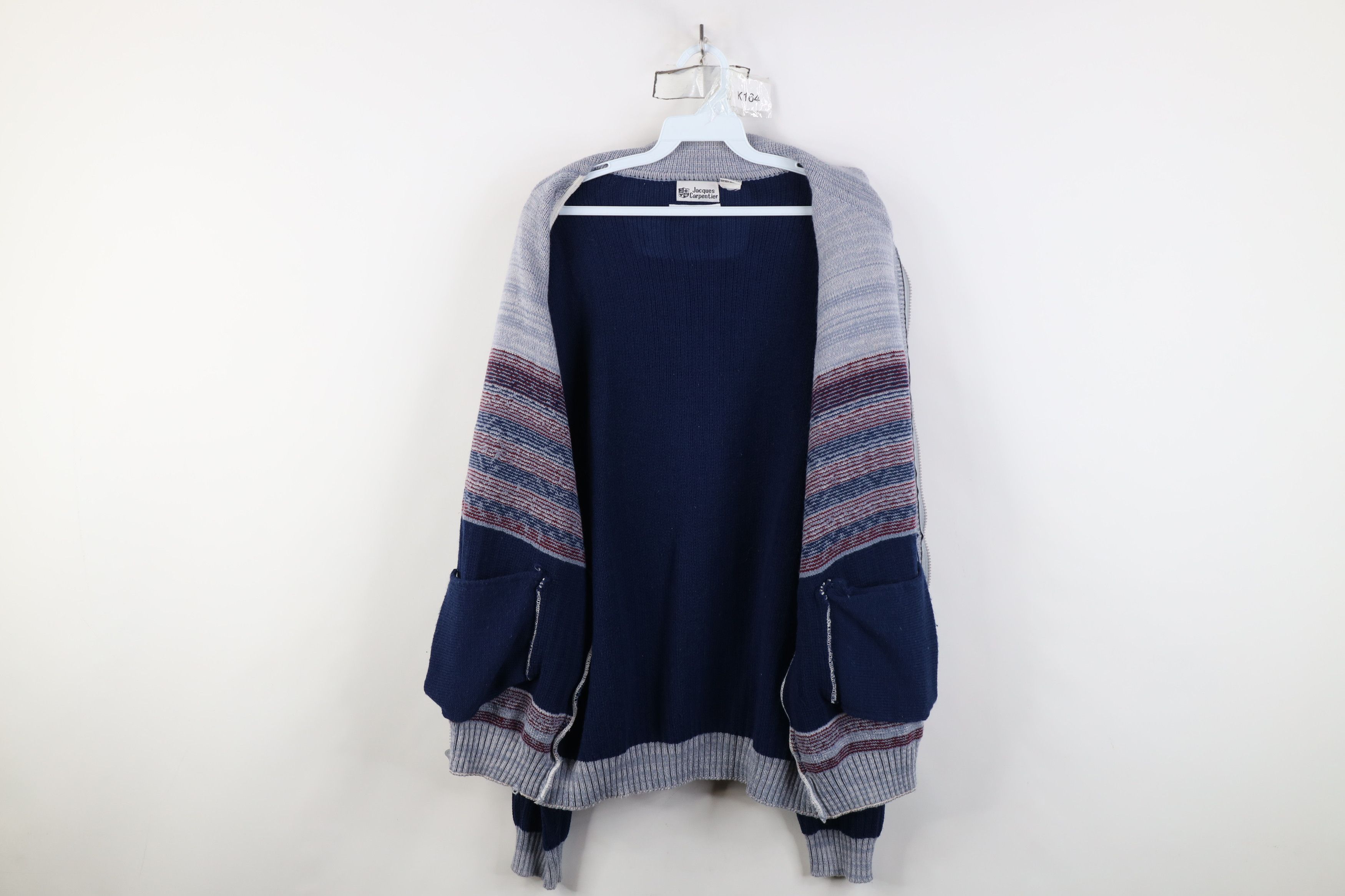 Vintage Vintage 90s Streetwear Ribbed Knit Full Zip Cardigan Sweater Size US L / EU 52-54 / 3 - 10 Thumbnail