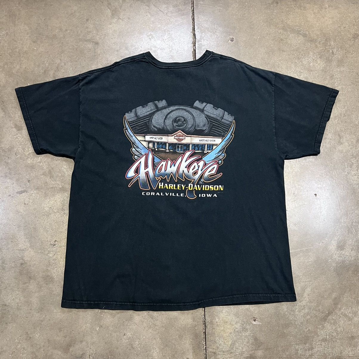 Harley Davidson × Vintage Vintage Harley Davidson Tshirt Motorcycle Biker Pocket Faded Size US XXL / EU 58 / 5 - 1 Thumbnail