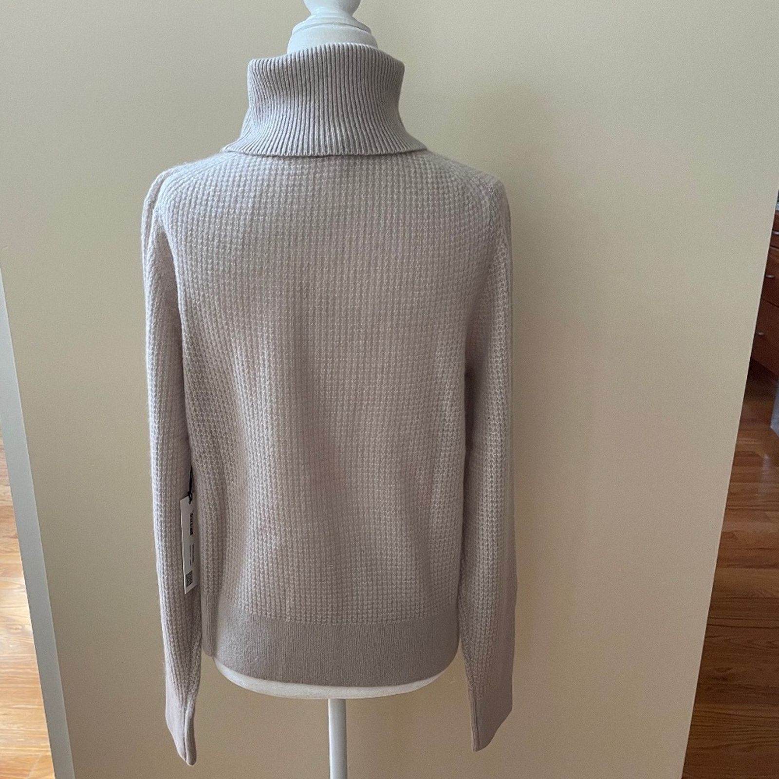 White + Warren Cashmere Shrunken Thermal Turtleneck Sweater-White +Warren Size L / US 10 / IT 46 - 3 Thumbnail