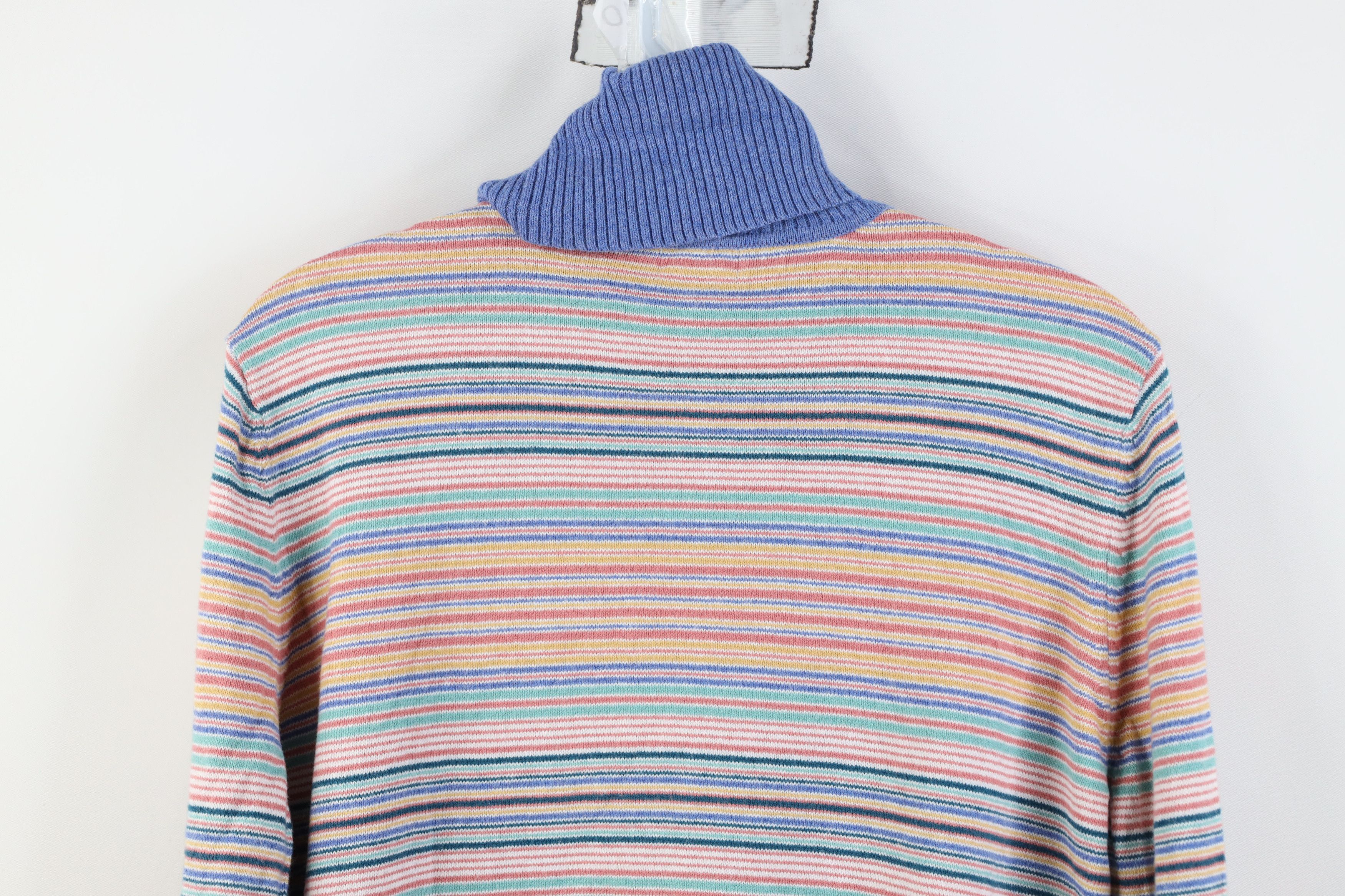 L.L. Bean Vintage LL Bean Cashmere Striped Knit Turtleneck Sweater Size L / US 10 / IT 46 - 10 Thumbnail