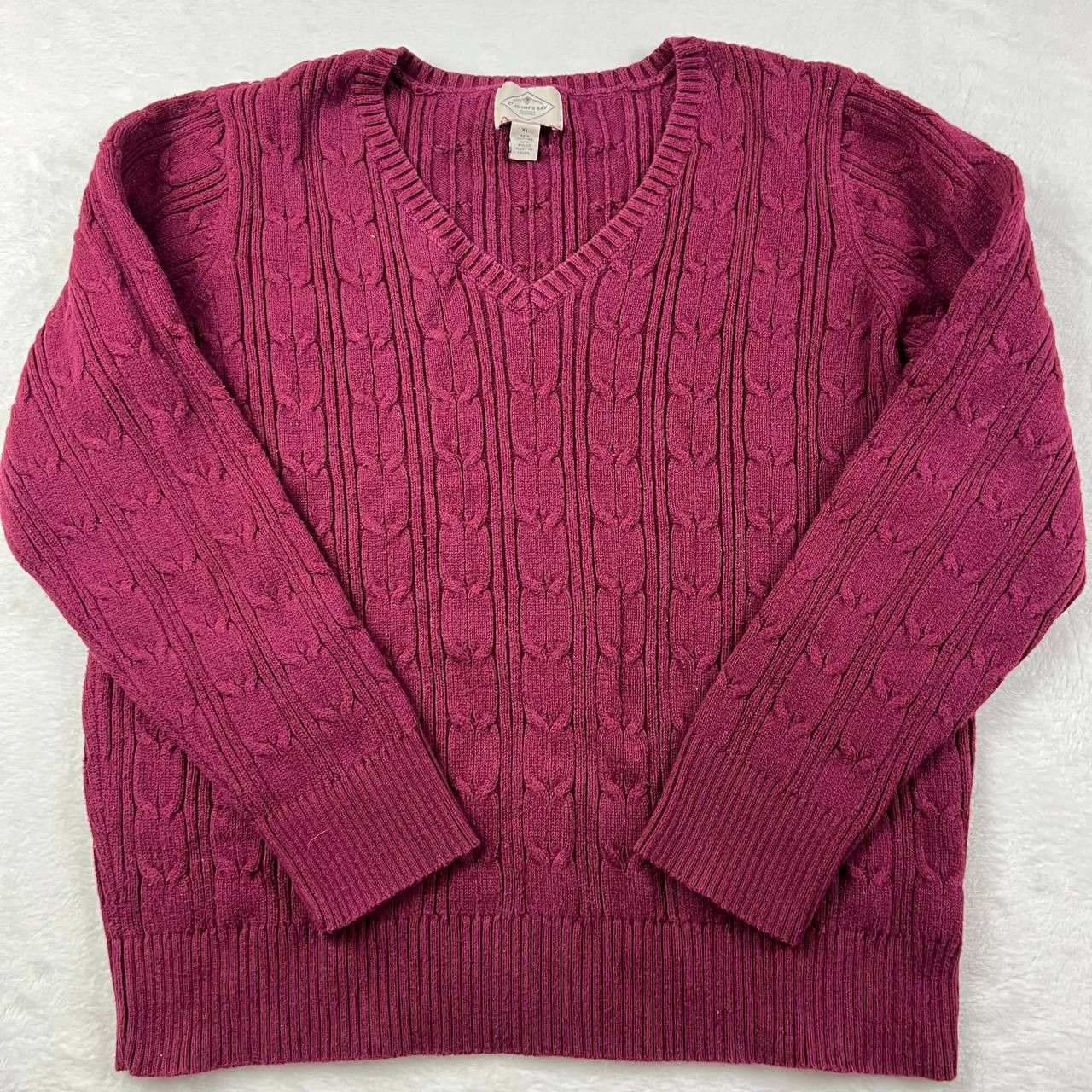 St. Johns Bay St John's Bay XL Pullover Sweater V-Neck Red Women Cotton Size XL / US 12-14 / IT 48-50 - 1 Thumbnail